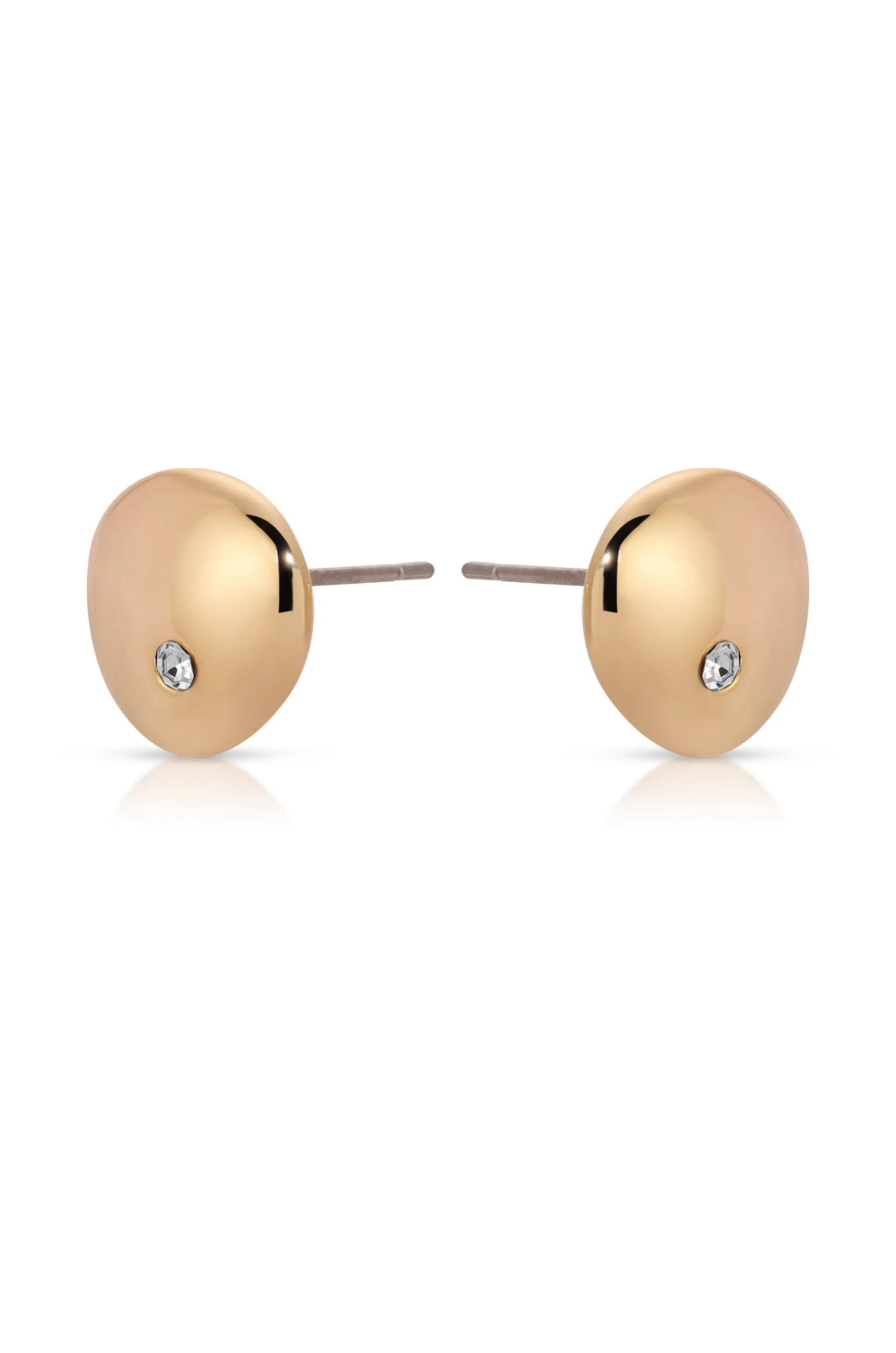 Polished Pebble Single Crystal Stud Earrings