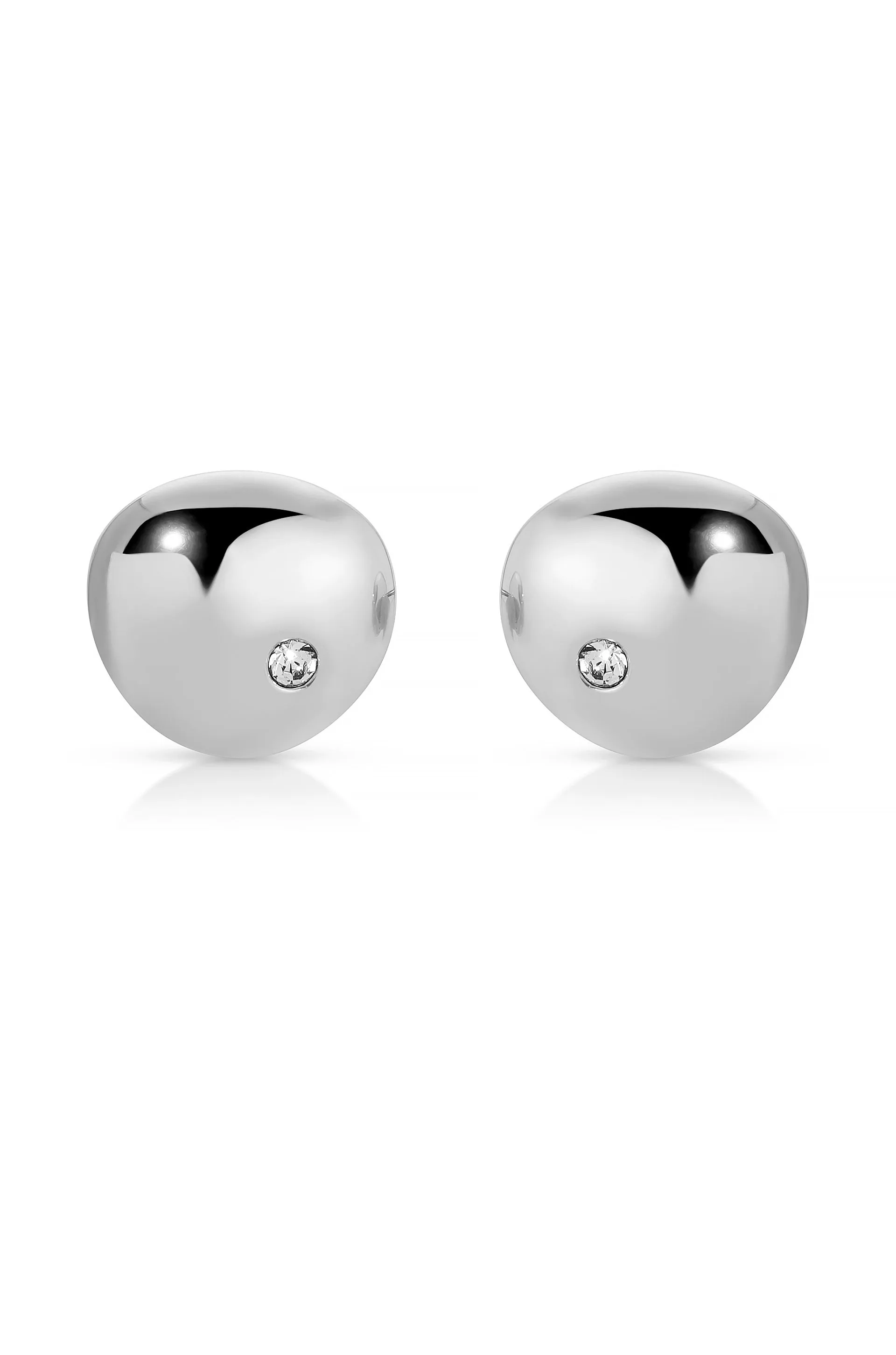 Polished Pebble Single Crystal Stud Earrings