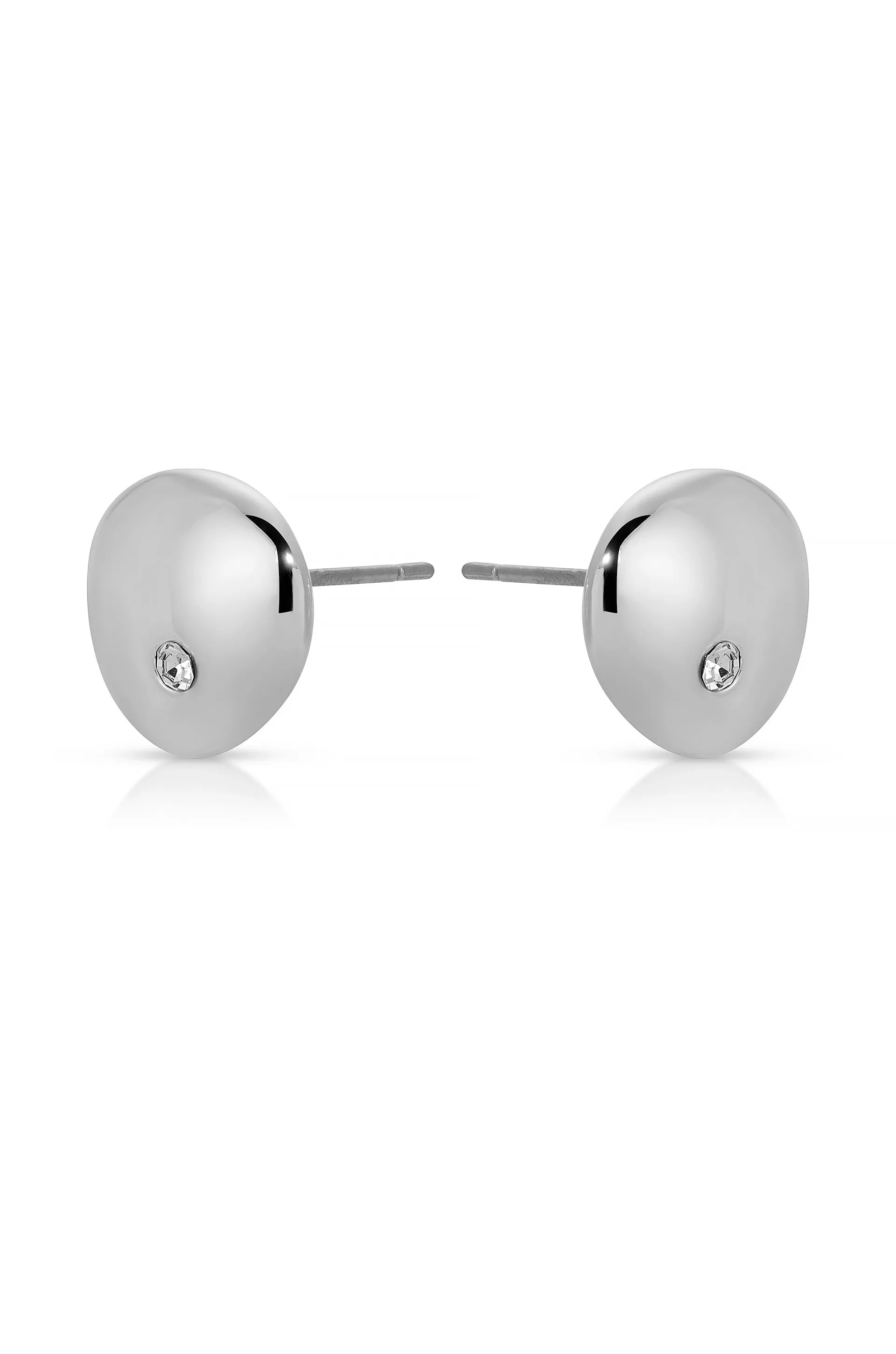 Polished Pebble Single Crystal Stud Earrings