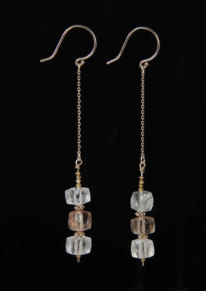 Precious Topaz,  Champagne Zircon, and Gold Ear Wires