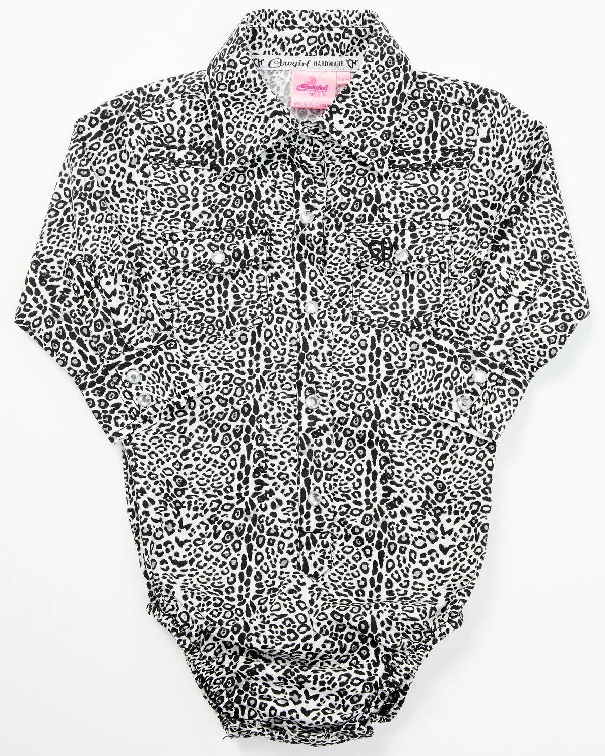 Product Name:  Cowgirl Hardware Infant Girls' Leopard Print Long Sleeve Snap Onesie