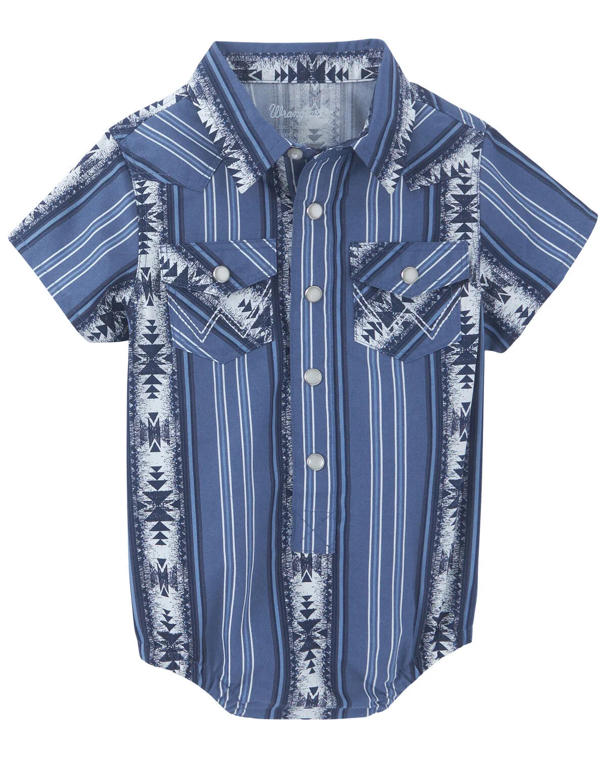 Product Name:  Wrangler Infant Boys' Southwestern Striped Short Sleeve Pearl Snap Onesie