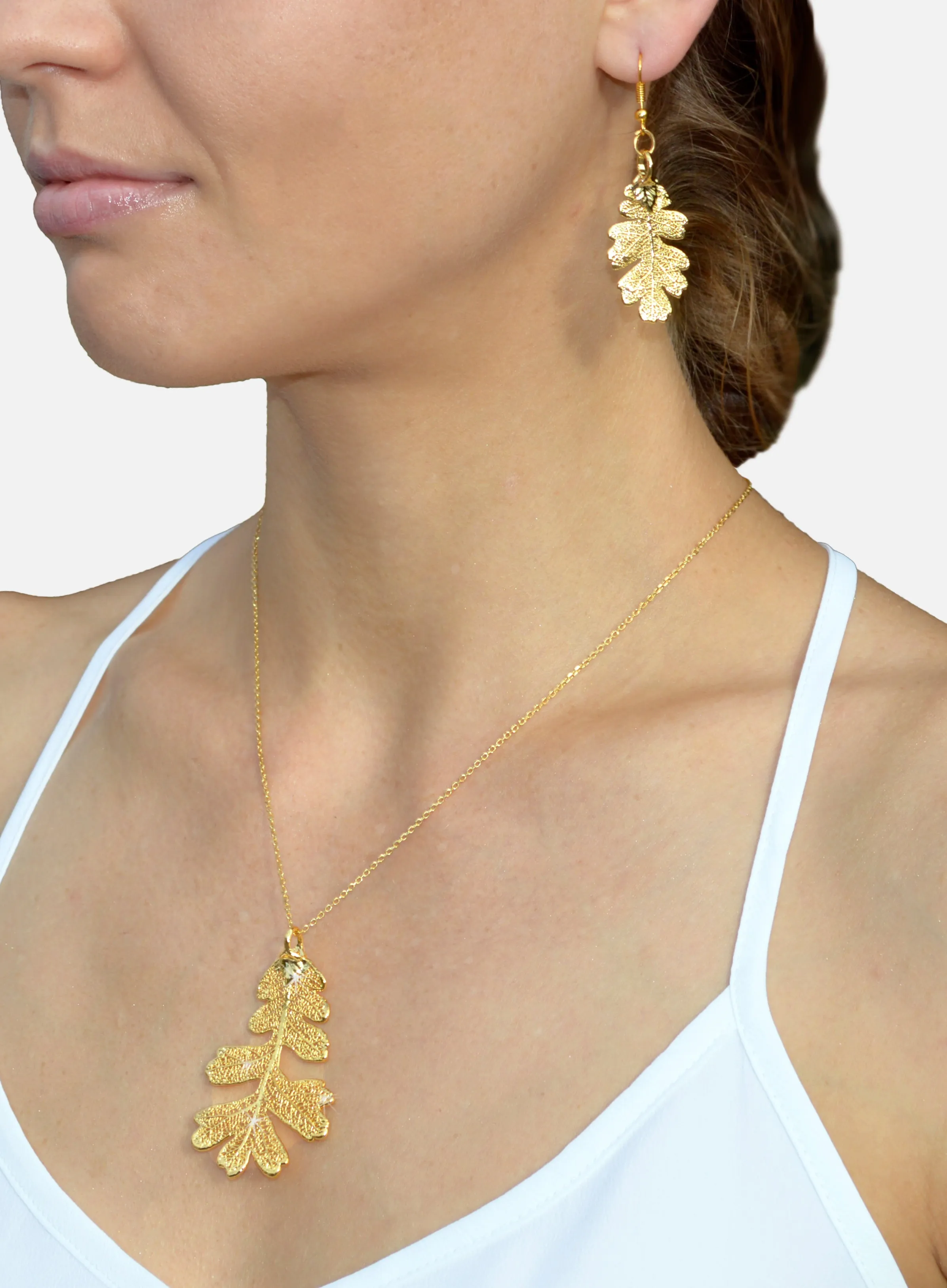 Real Leaf PENDANT Lacey OAK in 24K Yellow Gold Genuine Leaf