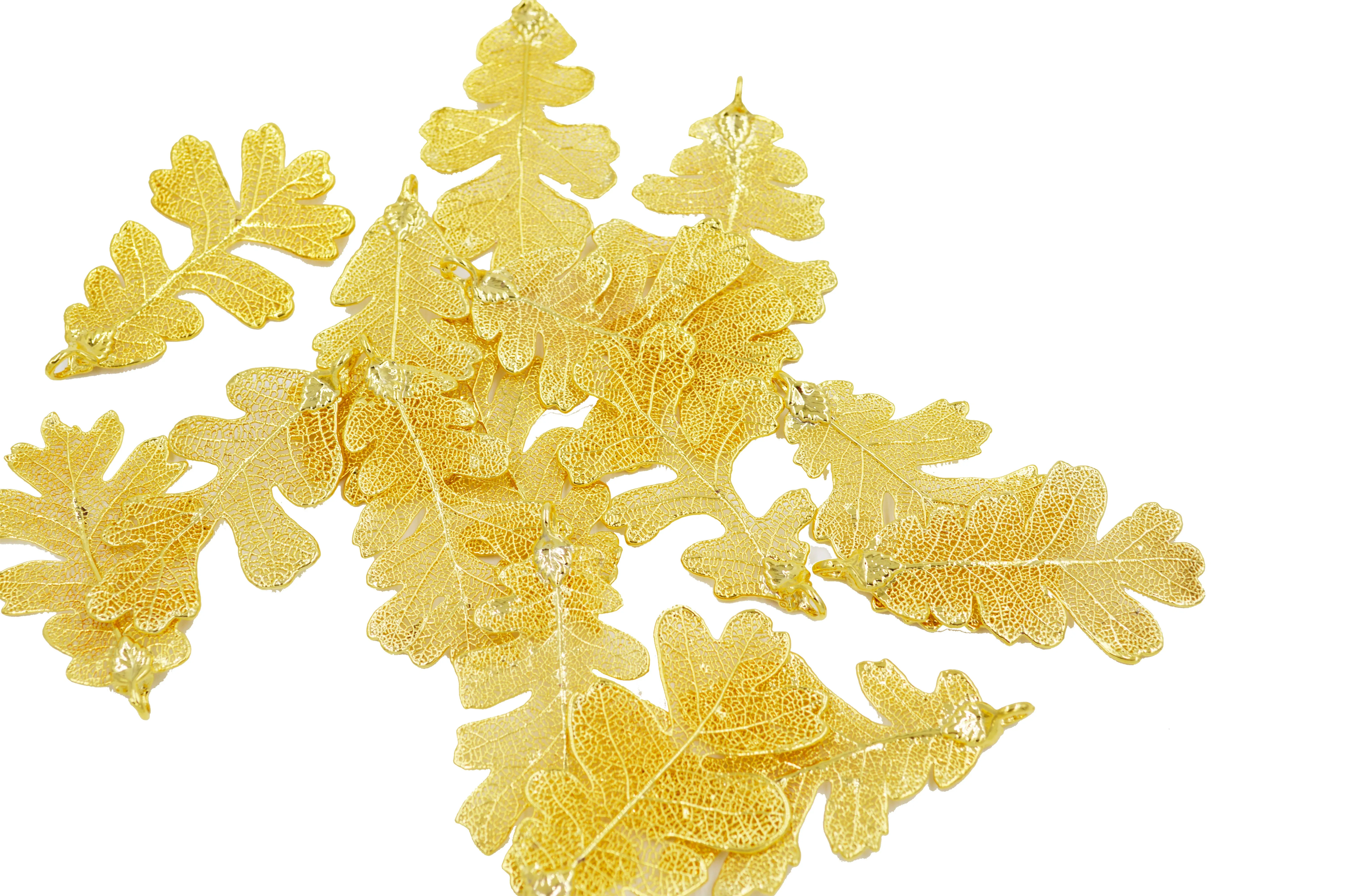 Real Leaf PENDANT Lacey OAK in 24K Yellow Gold Genuine Leaf