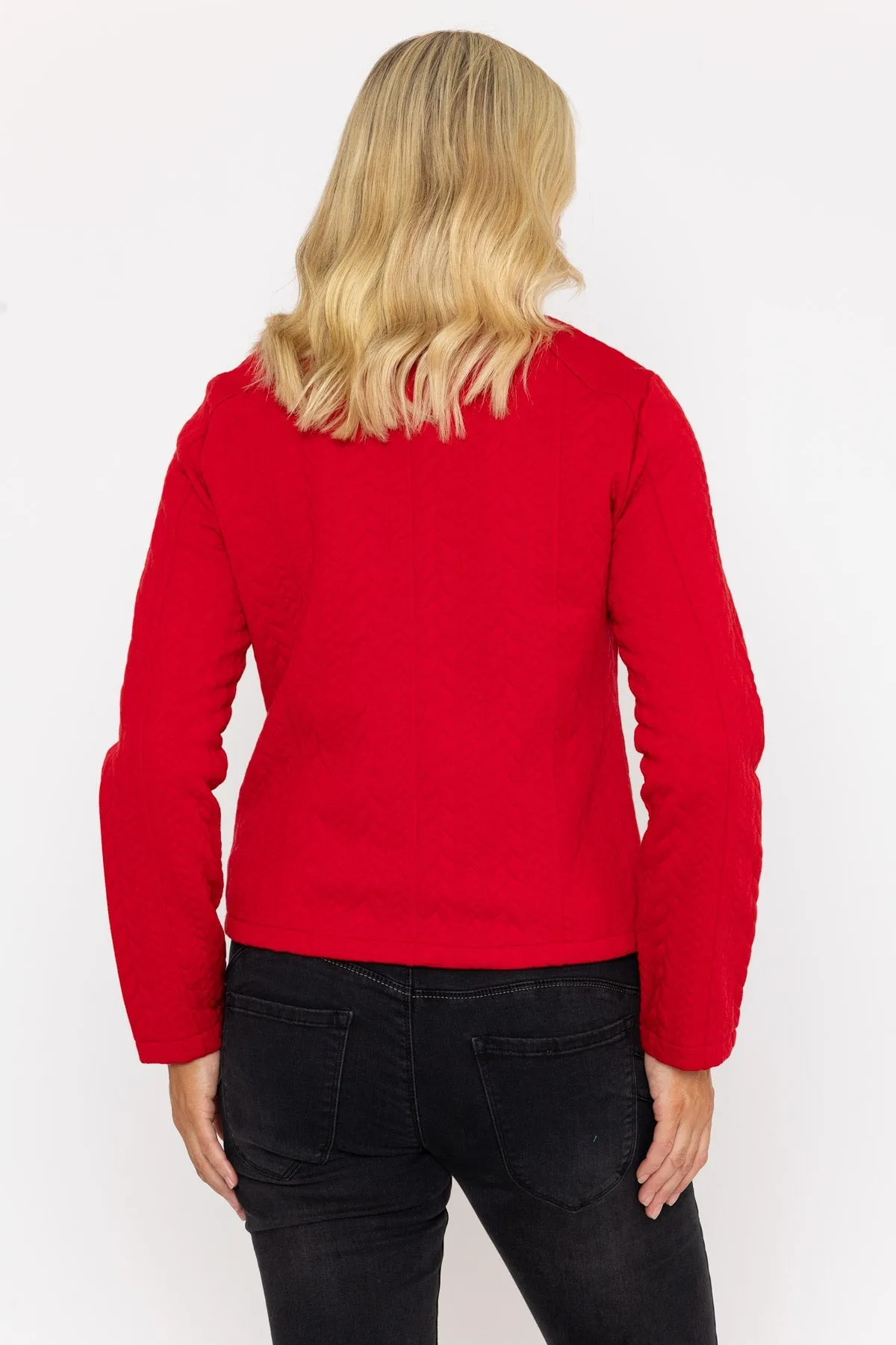 Red Textured Jersey Jacket