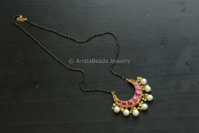 Reversible Jadau Kundan Black Bead Necklace