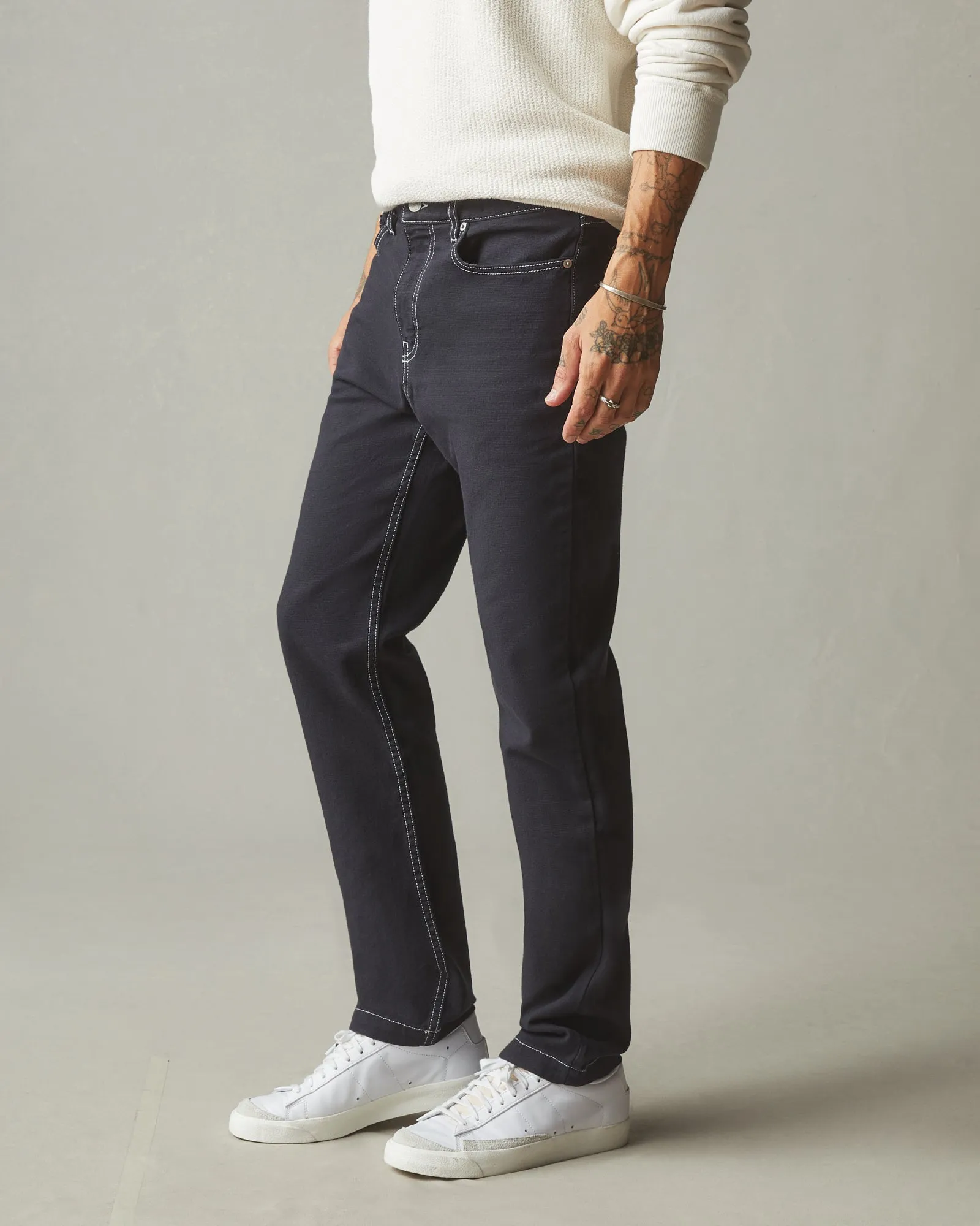 Roughneck Pant Straight Contrast Stitch - Dark Navy