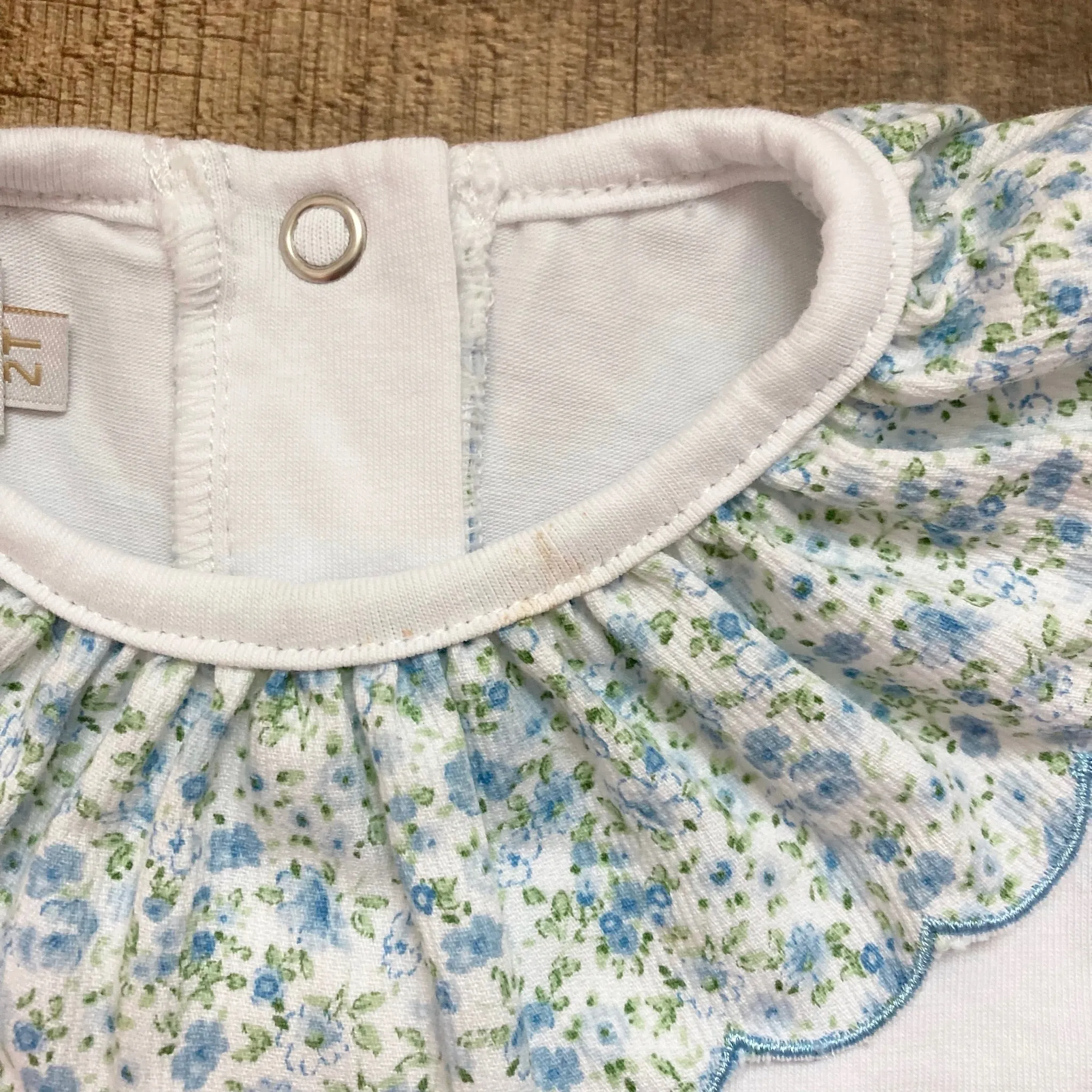 Sal & Pimenta White Onesie with Blue Floral Corduroy Short Set- Size 2T (sold as set, see notes)