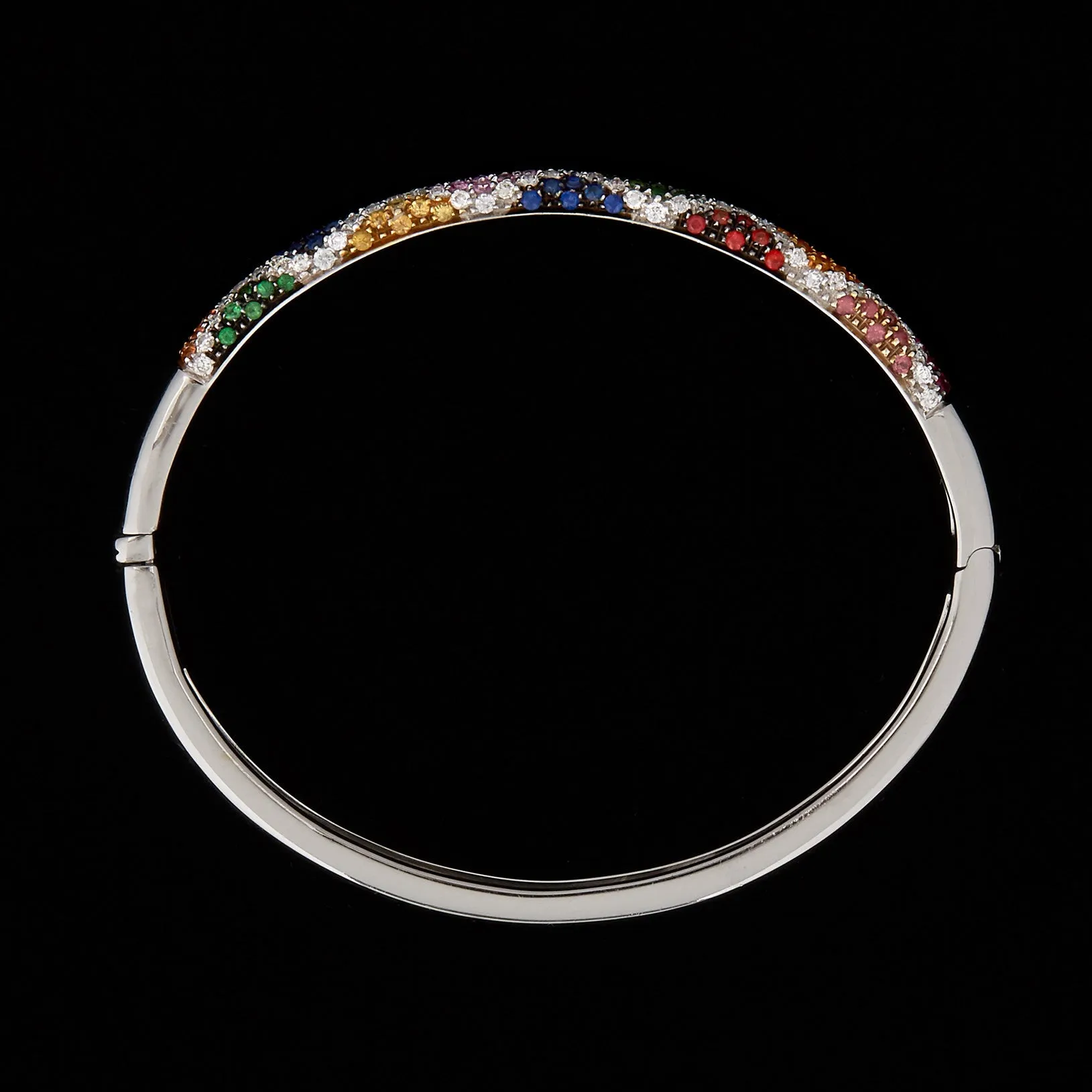 Salavetti Colored Gemstone & Diamond Harlequin Bangle