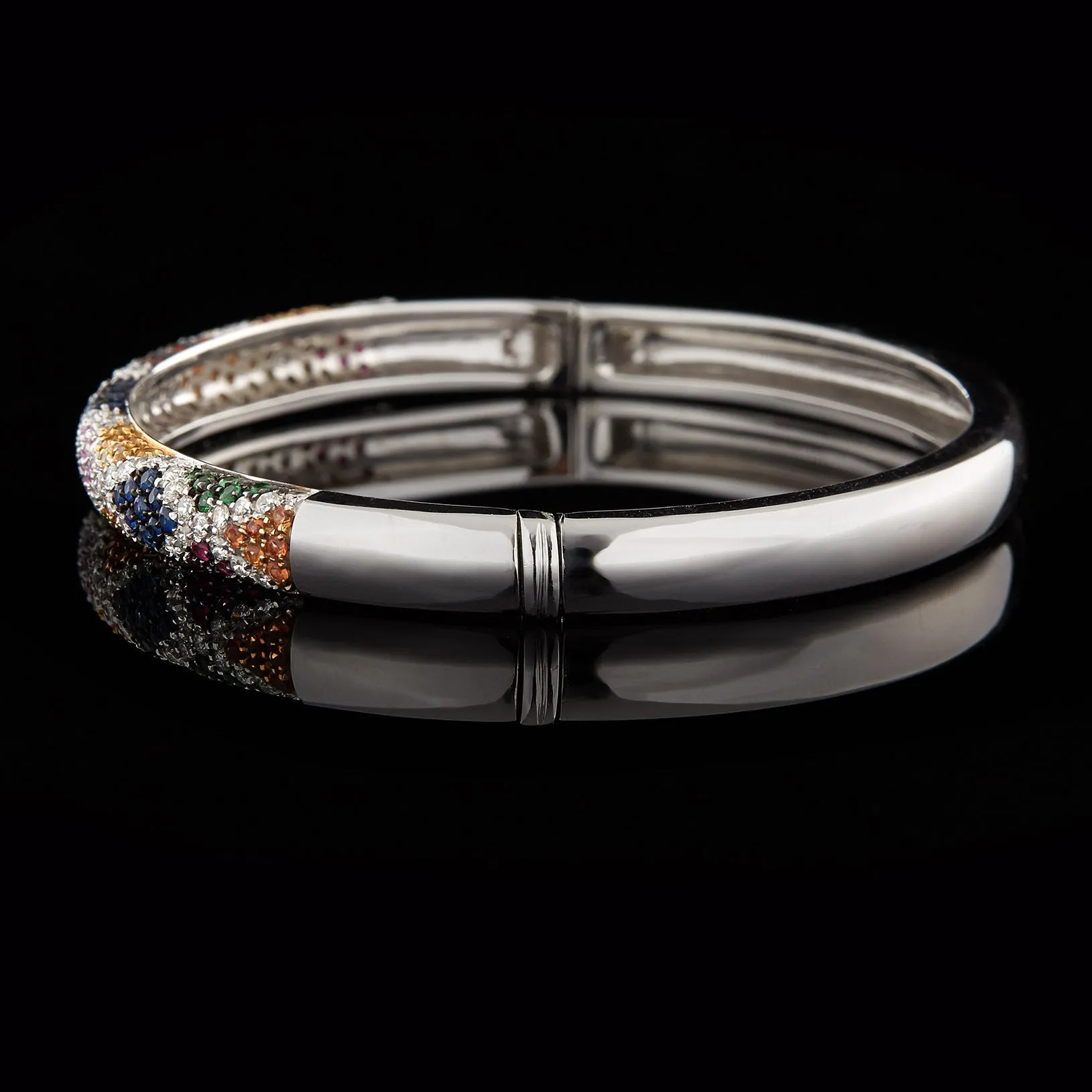 Salavetti Colored Gemstone & Diamond Harlequin Bangle