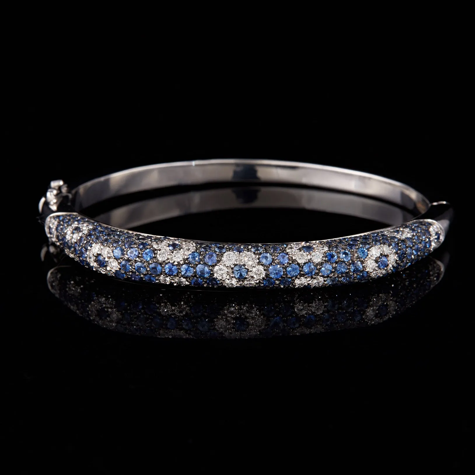 Salavetti Pavé Sapphire & Diamond Floral Bangle Bracelet