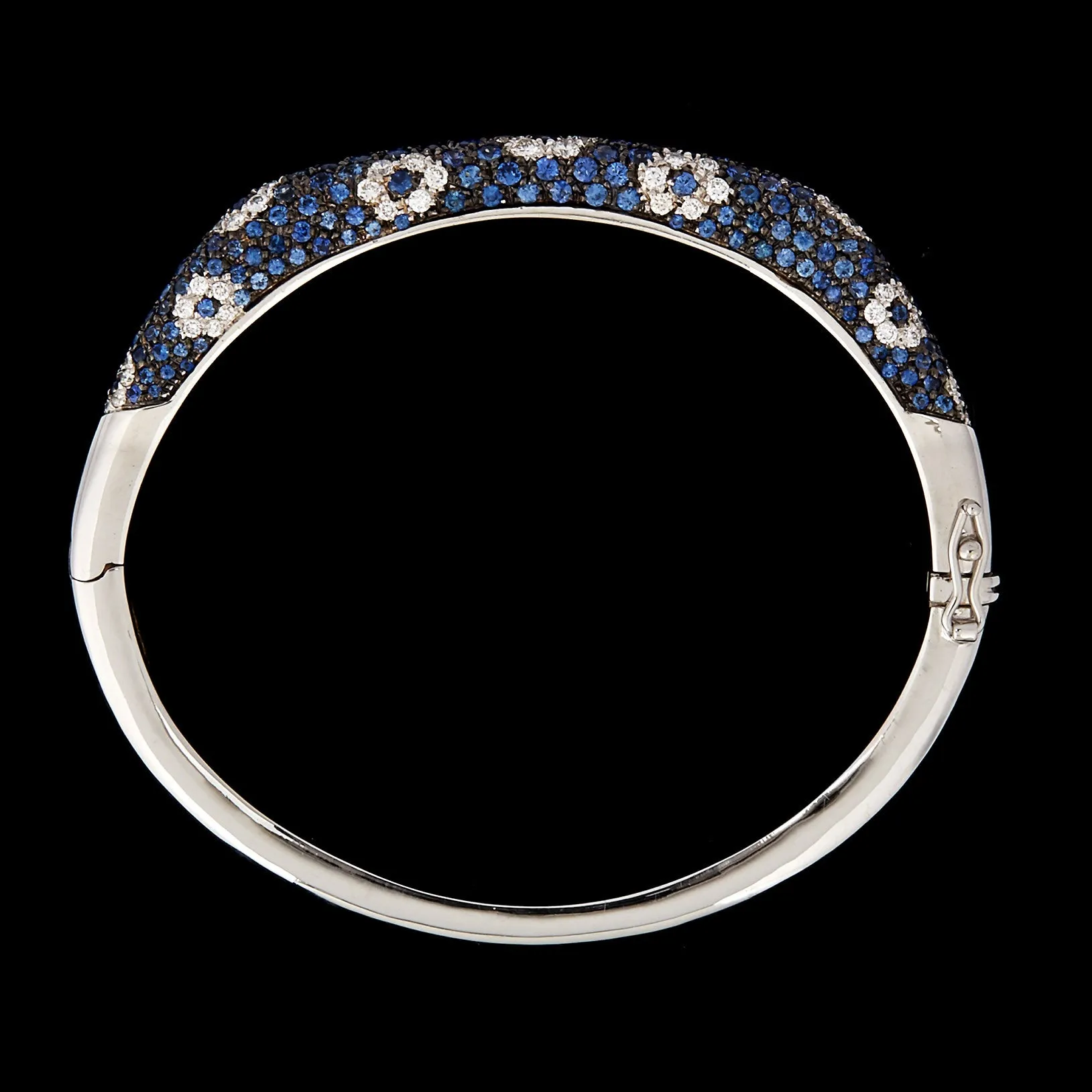 Salavetti Pavé Sapphire & Diamond Floral Bangle Bracelet