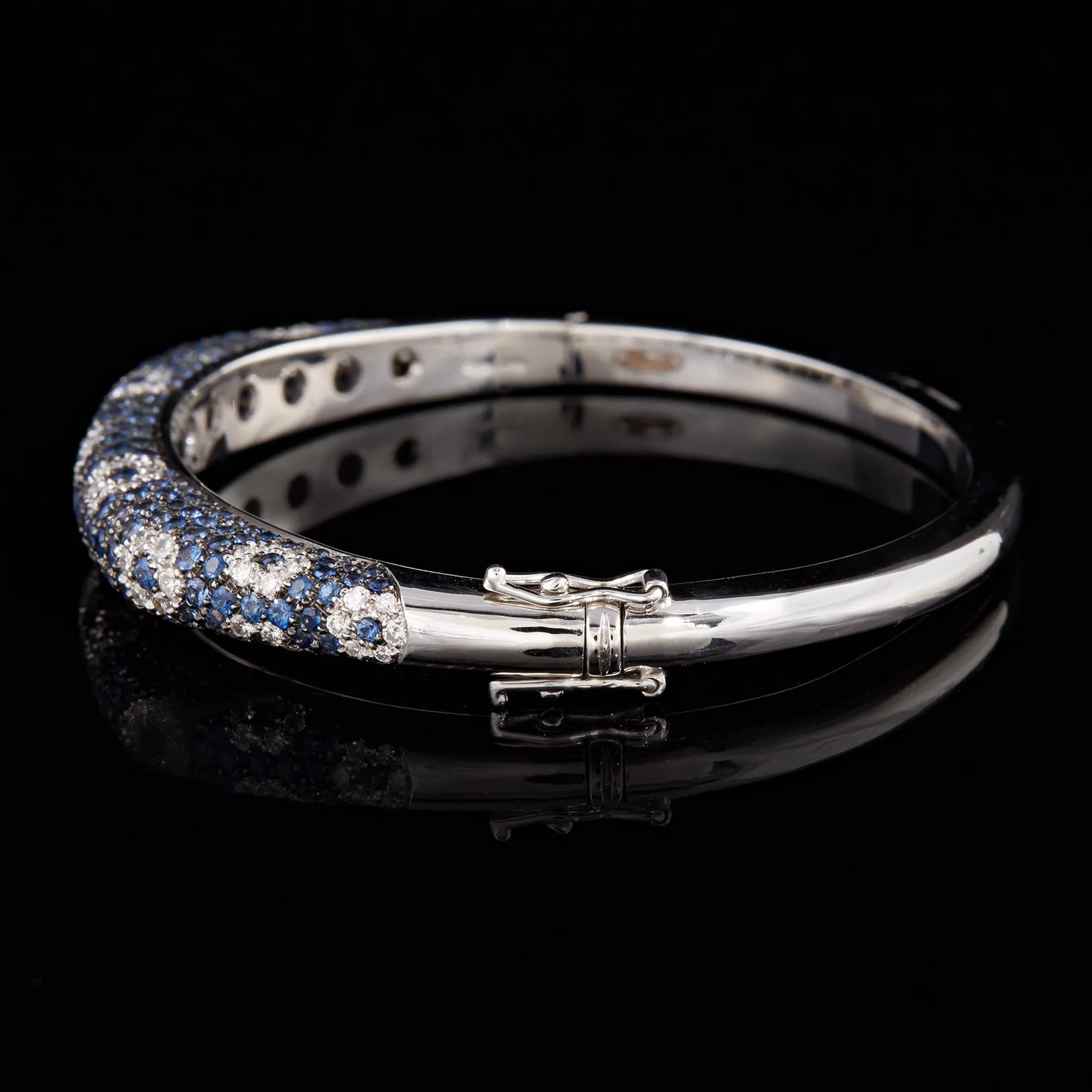 Salavetti Pavé Sapphire & Diamond Floral Bangle Bracelet