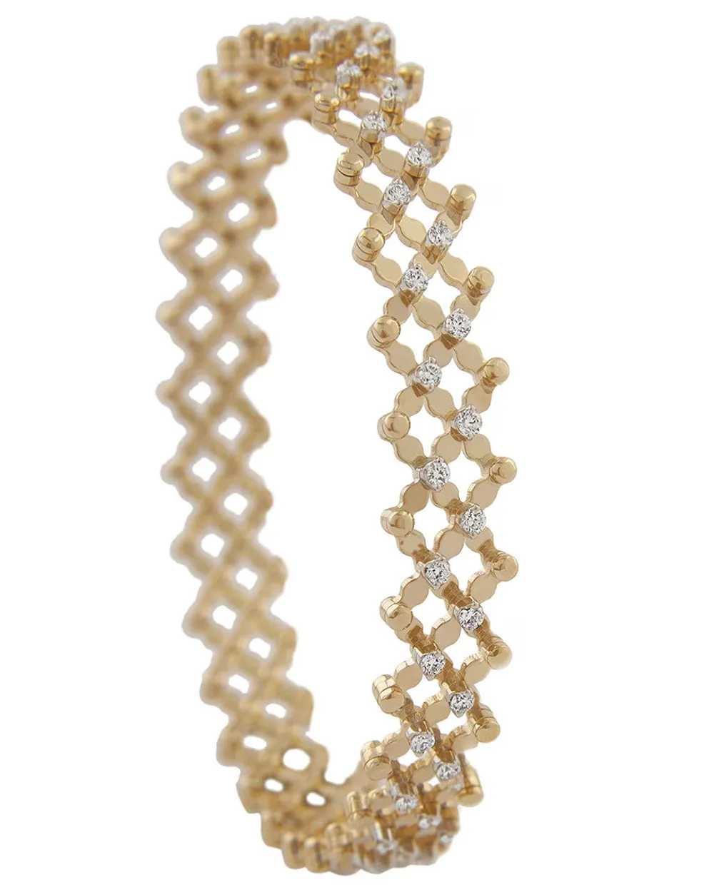 Scattered Diamond Seven Row Ring Bracelet