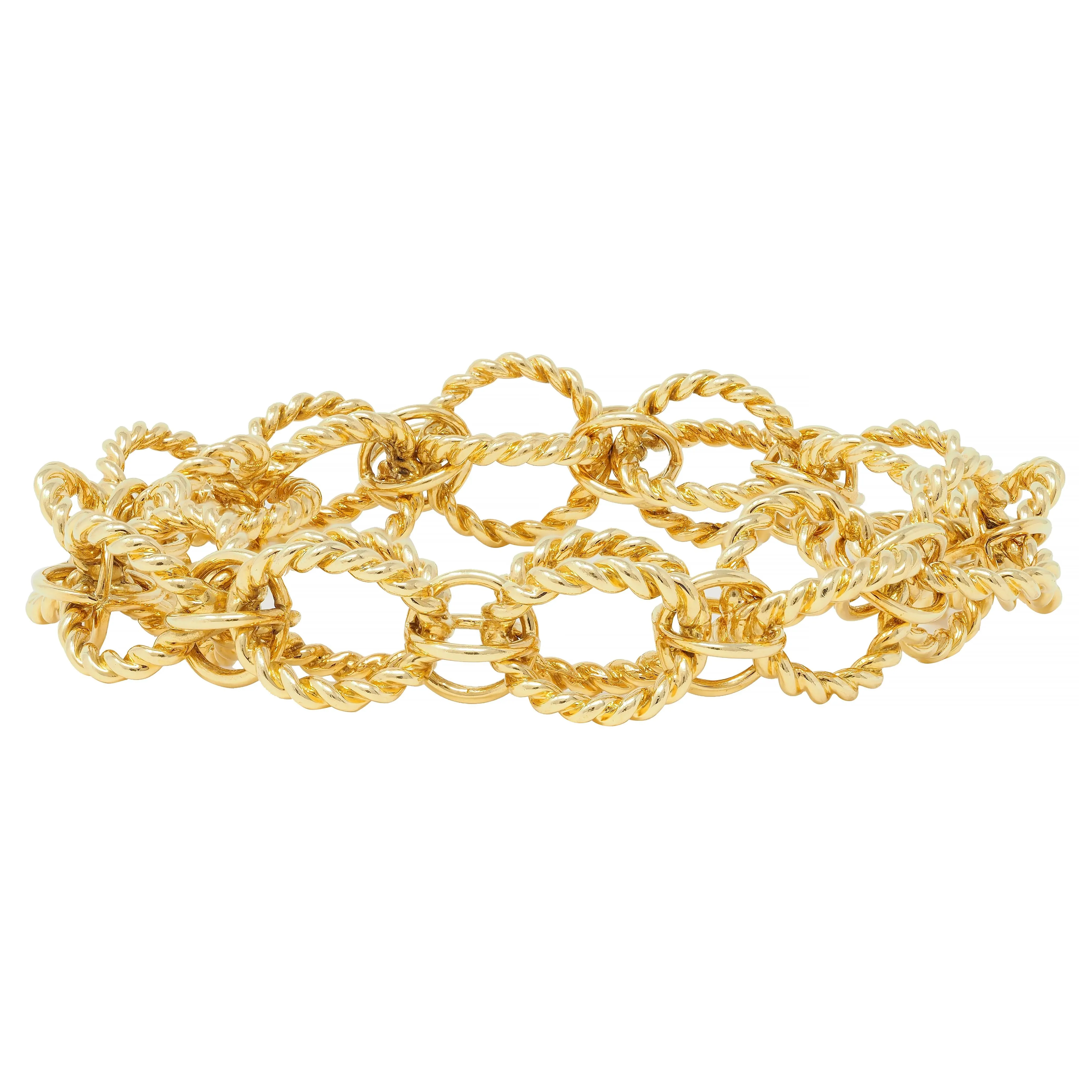 Schlumberger Tiffany & Co. 18 Karat Yellow Gold Circle Rope Bracelet