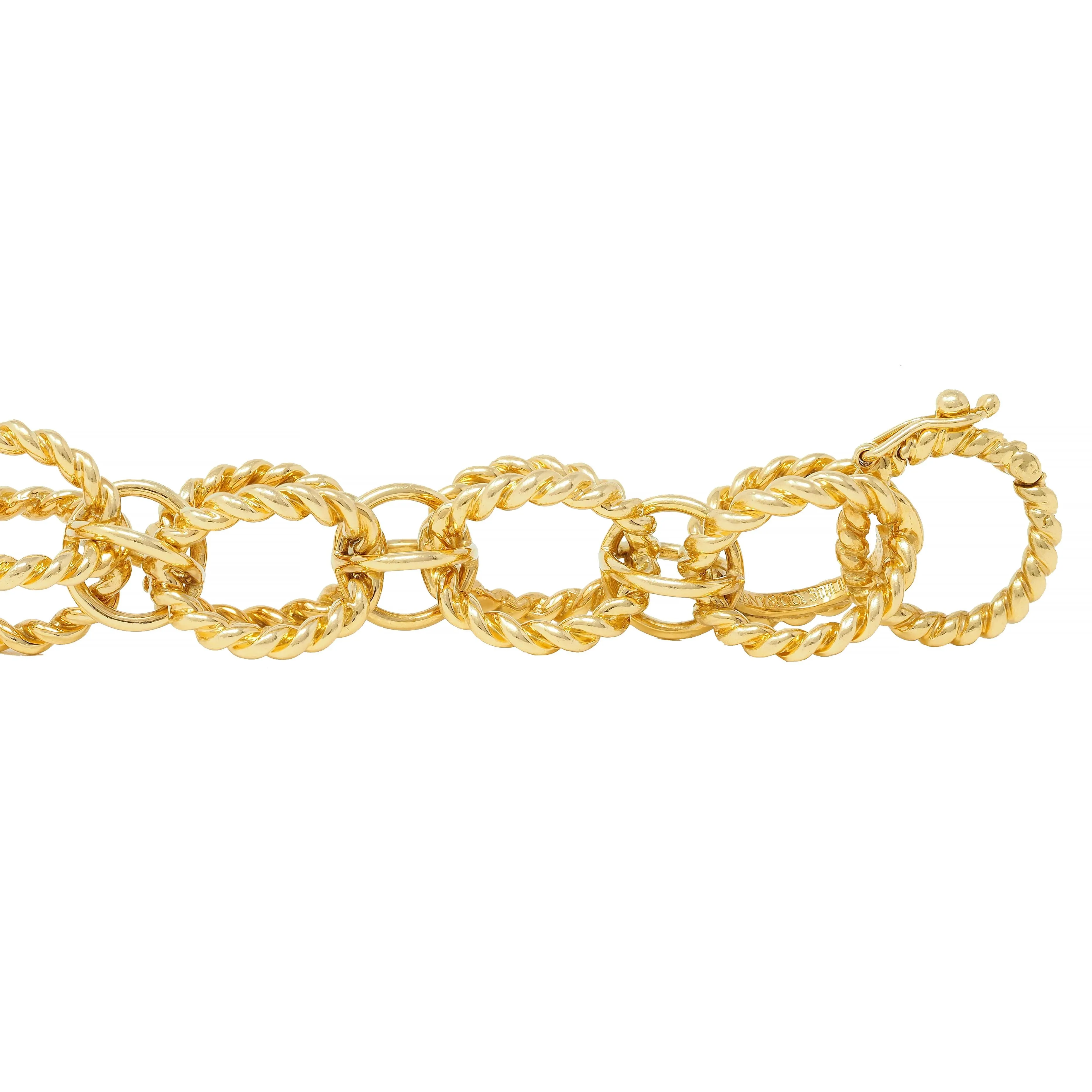 Schlumberger Tiffany & Co. 18 Karat Yellow Gold Circle Rope Bracelet