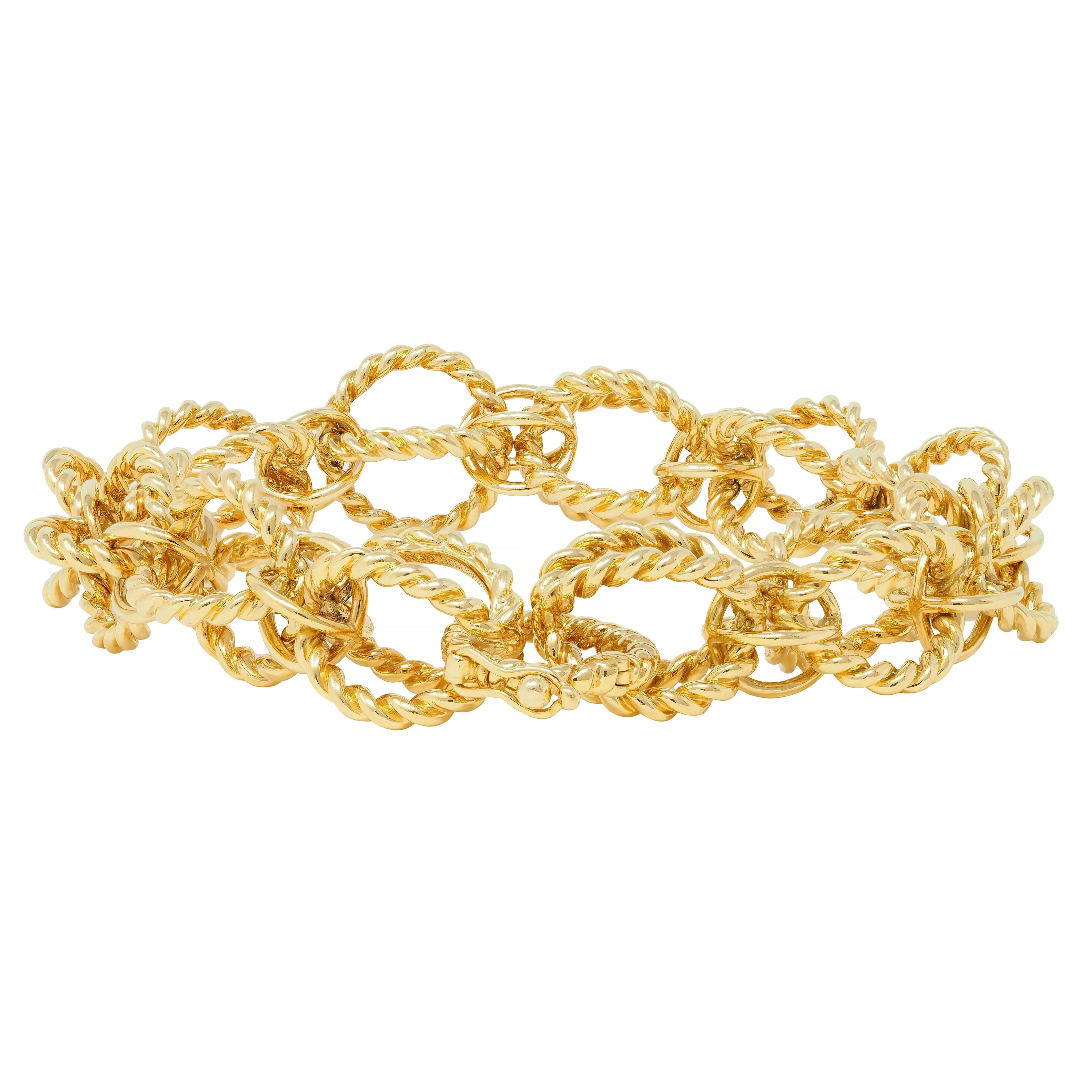 Schlumberger Tiffany & Co. 18 Karat Yellow Gold Circle Rope Bracelet