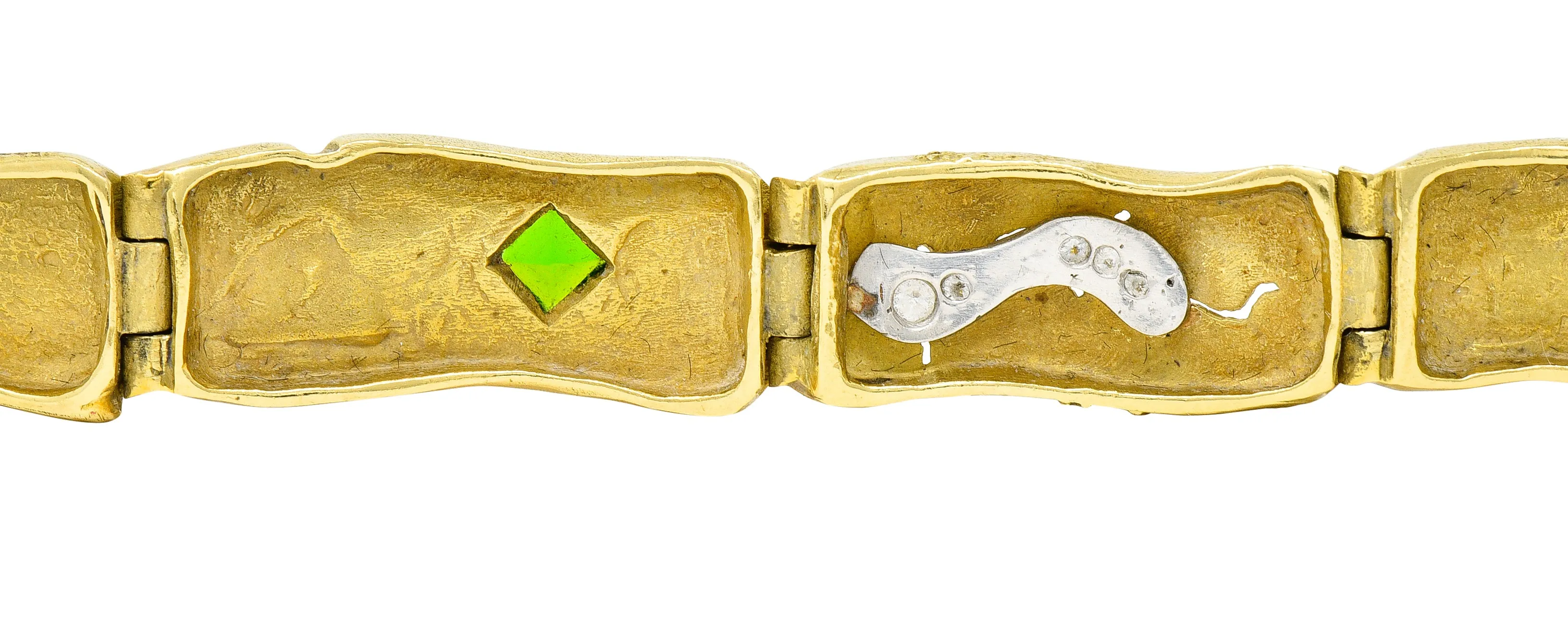 SeidenGang Peridot Diamond 18 Karat Gold Platinum Odyssey Zeus Turtle Bracelet