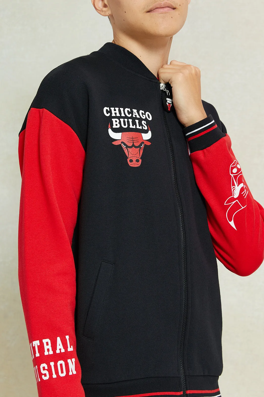 Senior Boys Black Chicago Bulls Printed Sweatshirt