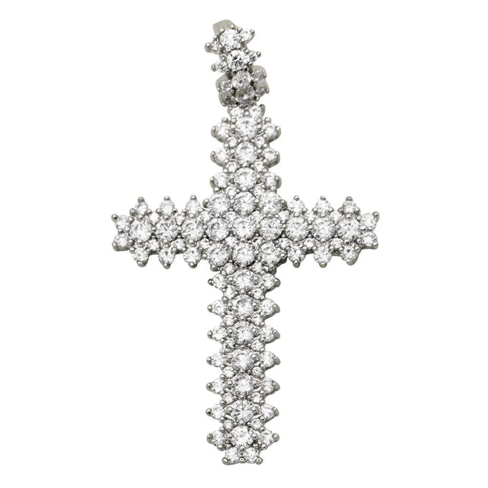 Sharp Cross Iced Out Bling Bling Pendant