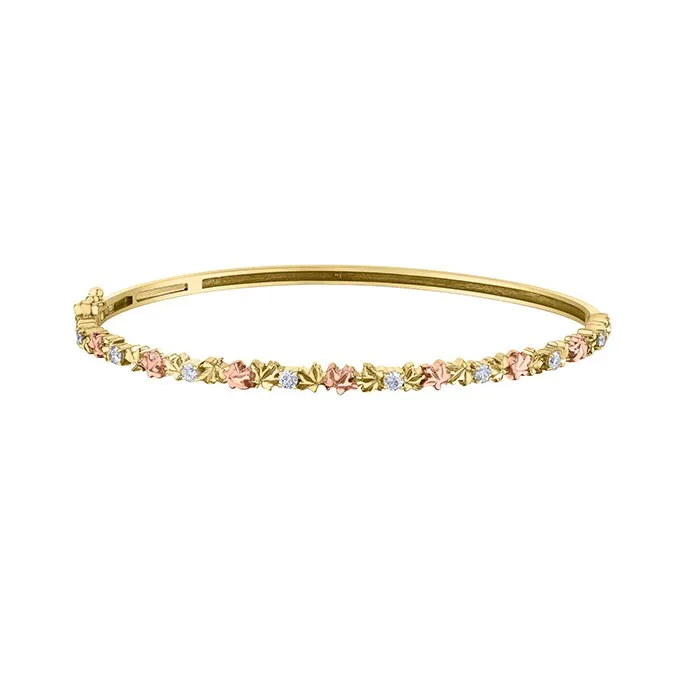 Shelly Purdy 14K (Rose, Yellow) Gold (0.30ct) Diamond Falling Leaves Bangle