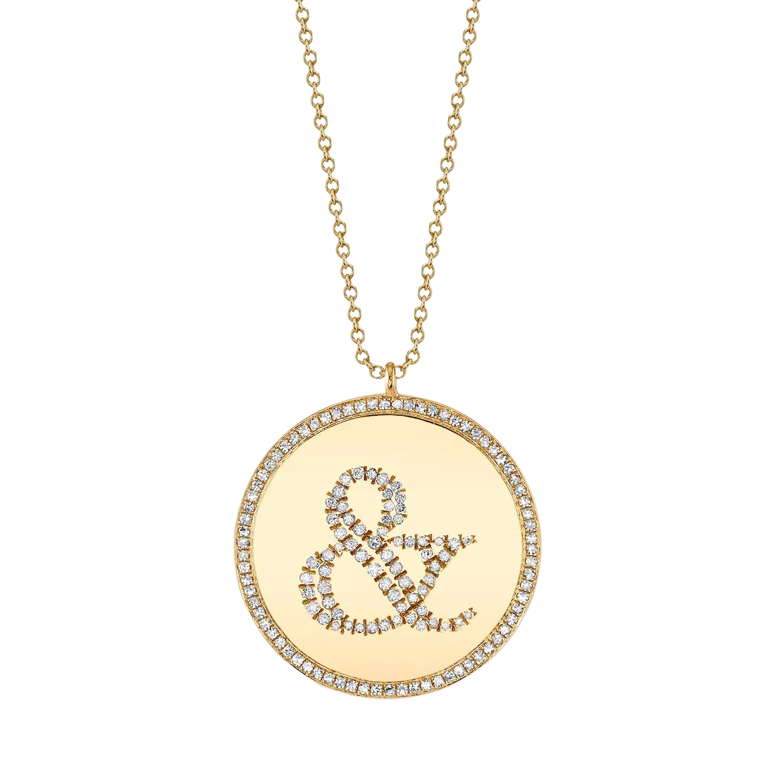 Small Disc Necklace with White Pavé Diamonds