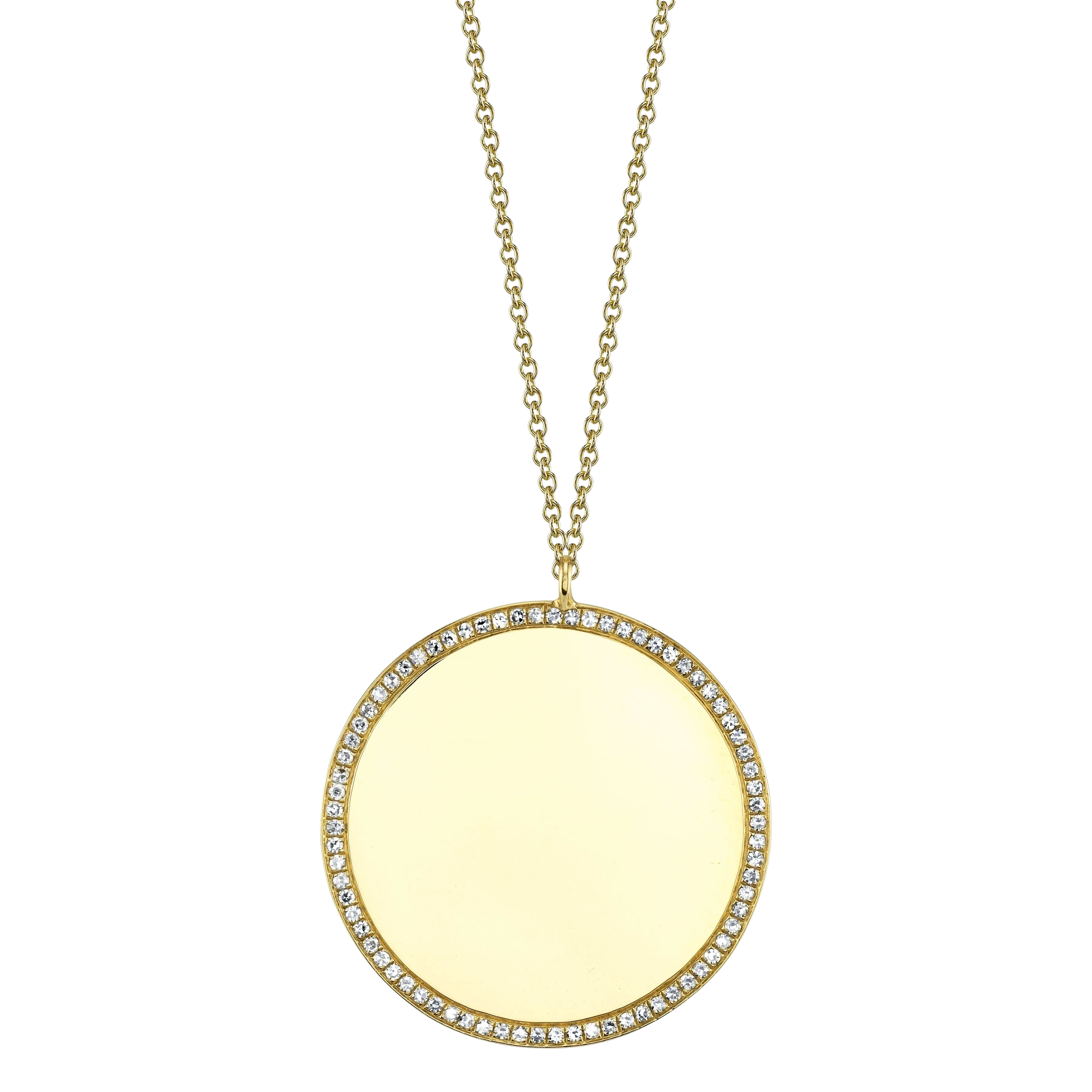 Small Disc Necklace with White Pavé Diamonds