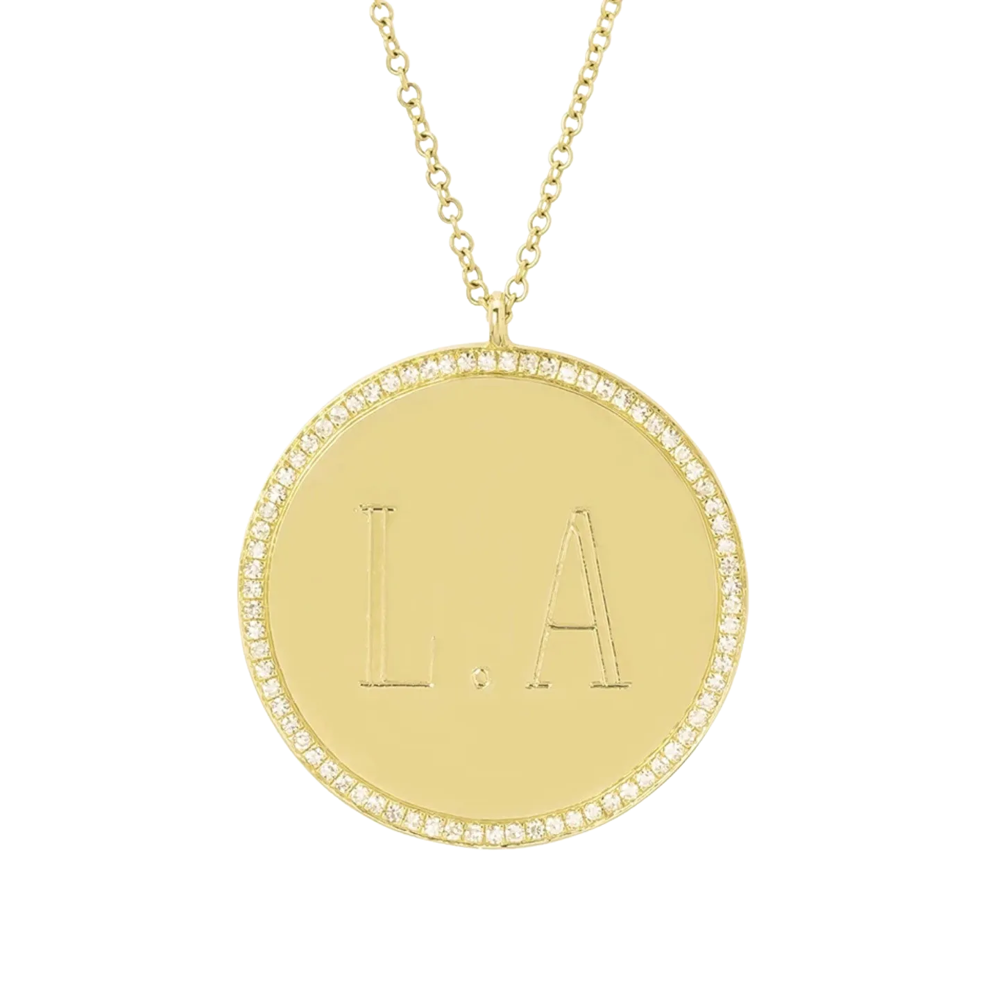 Small Disc Necklace with White Pavé Diamonds