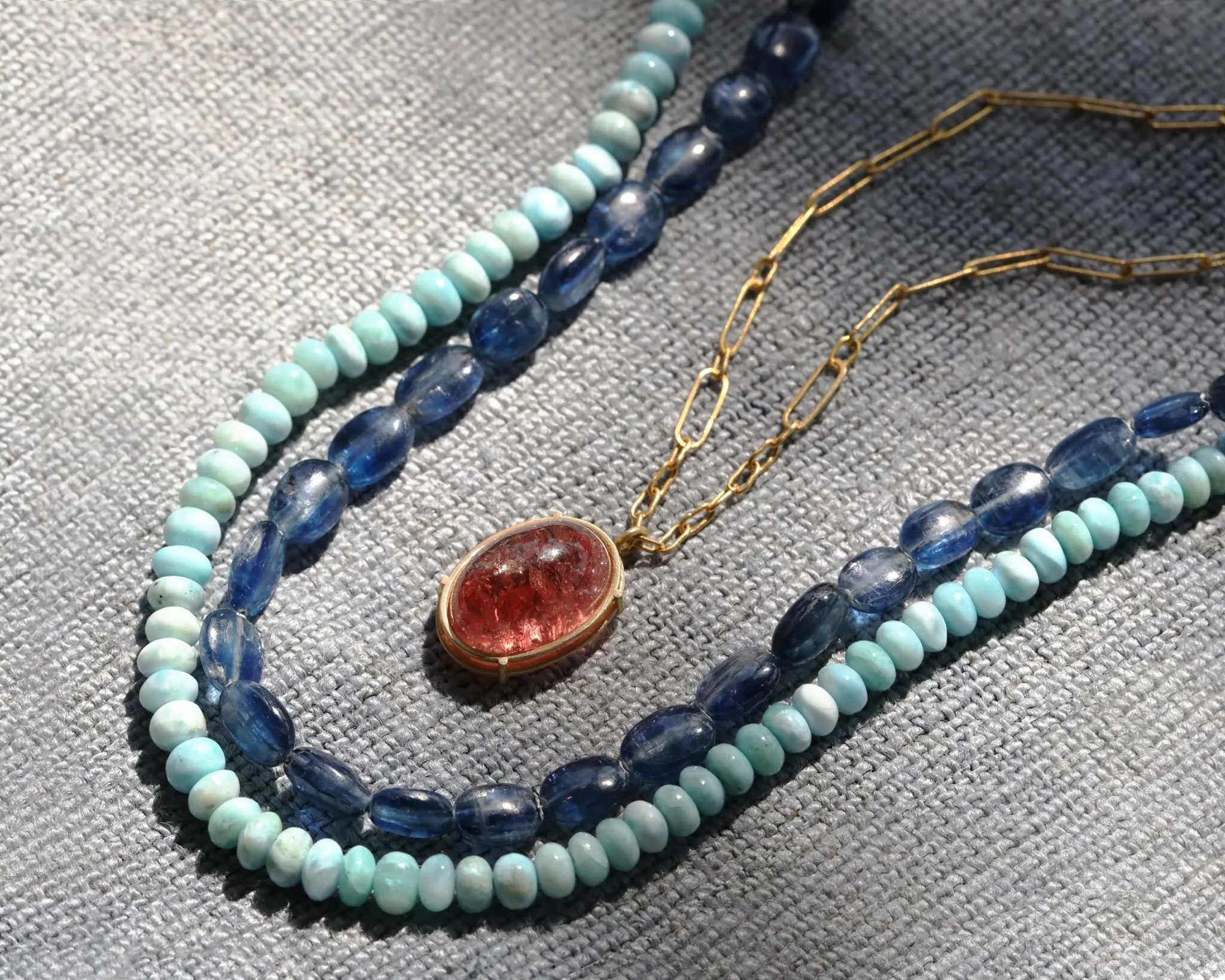 Smooth Larimar Beaded Necklace