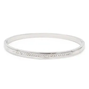 Stainless Steel Bangle Pave Rhodium Plated