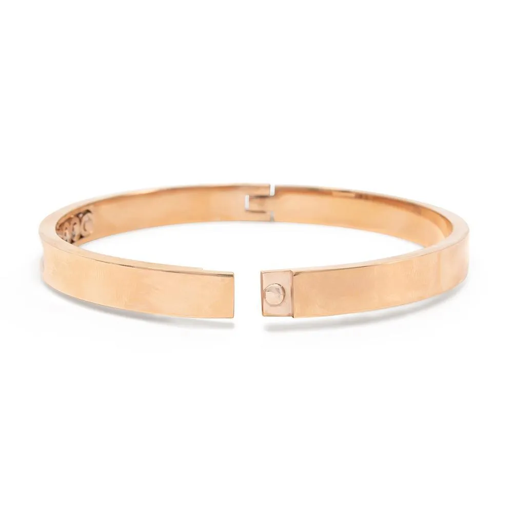 Stainless Steel Three Sliding Crystal Bangle Rose Gold Plated