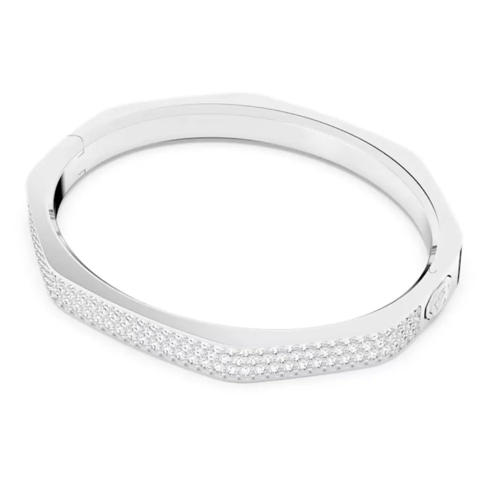 Swarovski Dextera bangle Octagon shape, White, Rhodium plated