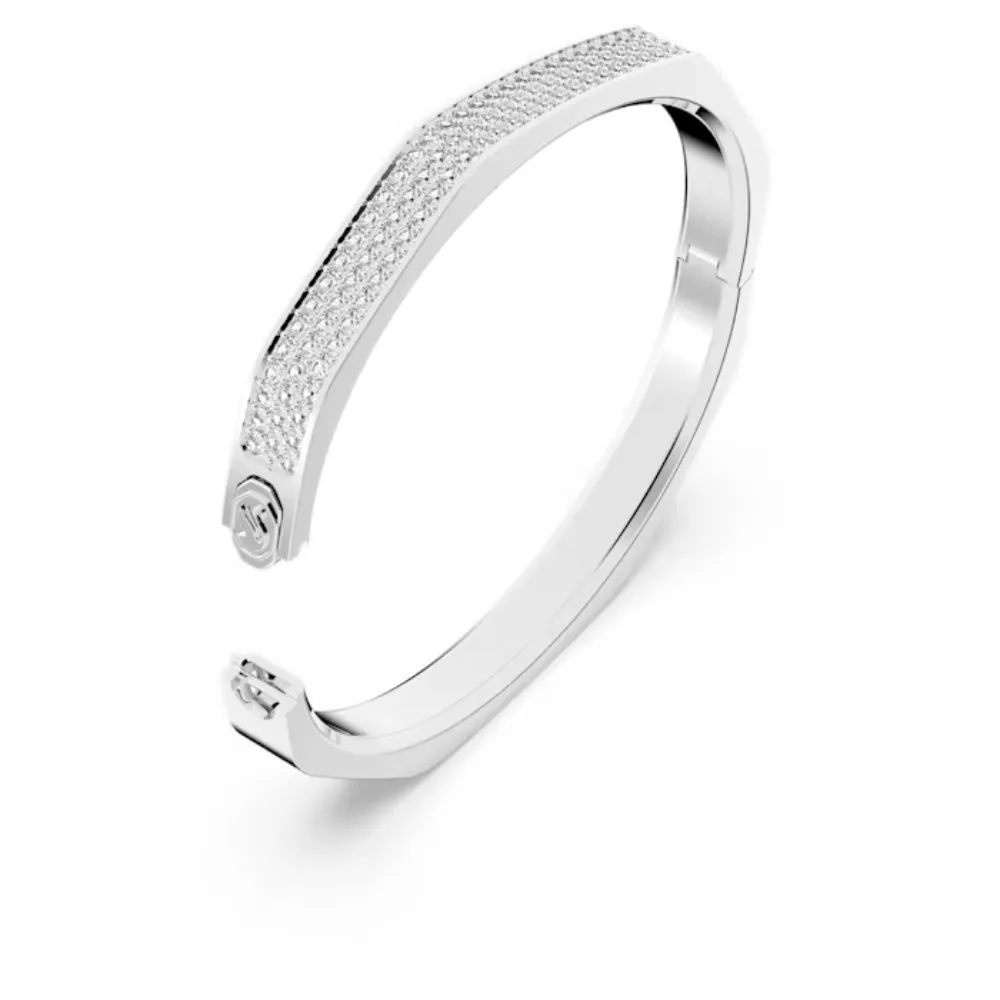 Swarovski Dextera bangle Octagon shape, White, Rhodium plated