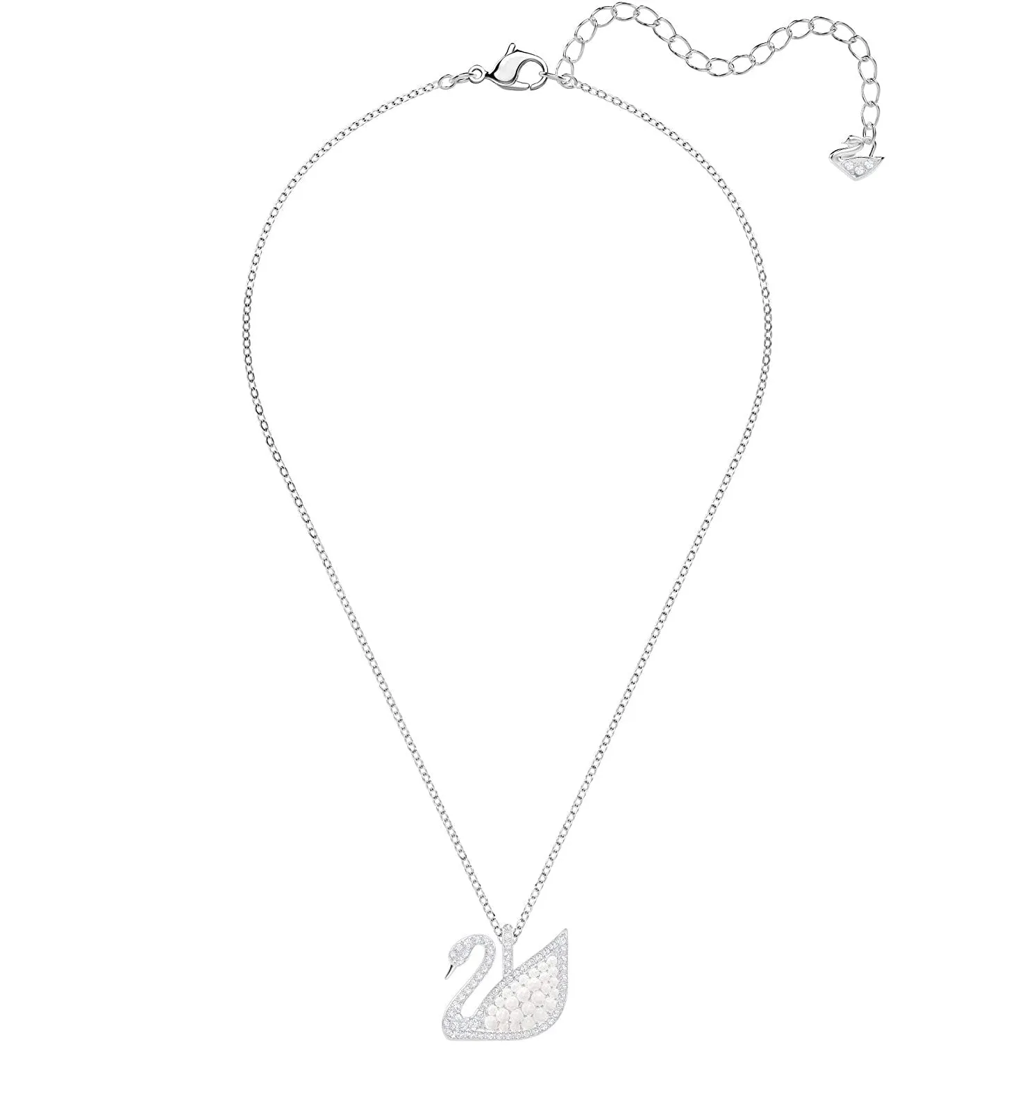 Swarovski ICONIC SWAN PENDANT, White, Rhodium Plated -5411791