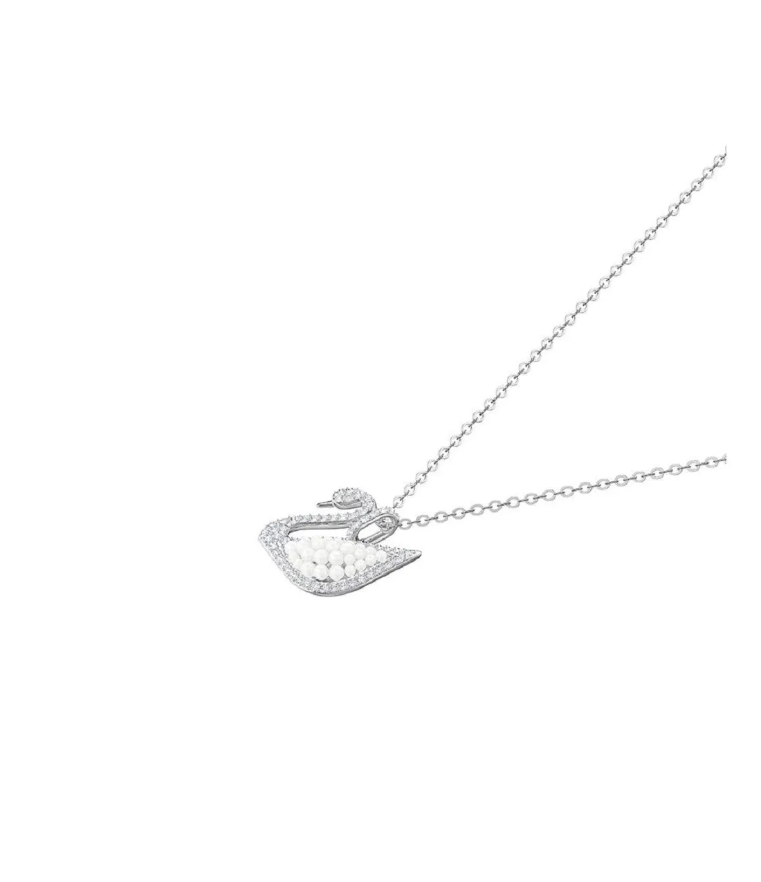 Swarovski ICONIC SWAN PENDANT, White, Rhodium Plated -5411791