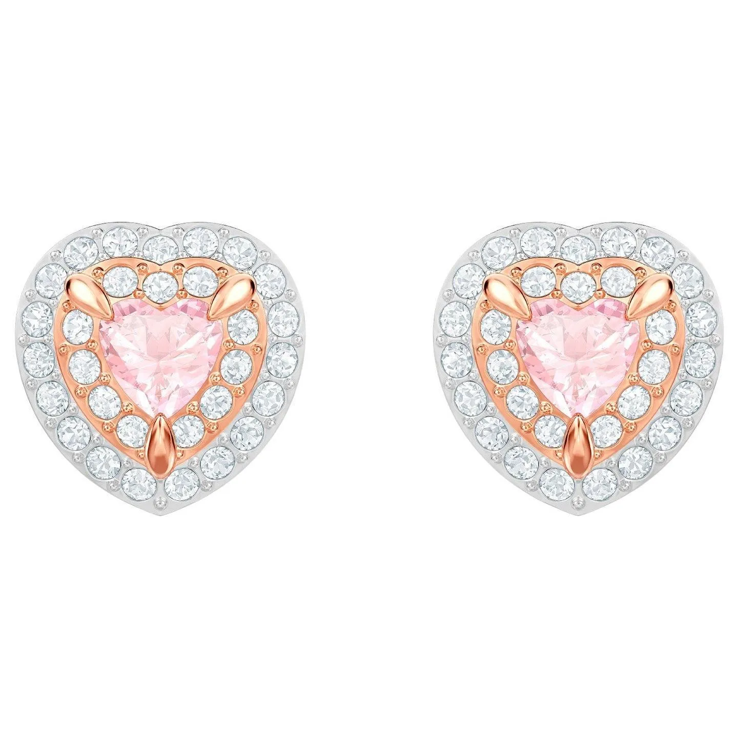 Swarovski ONE Stud Heart PIERCED EARRINGS, Rose Gold -5446995