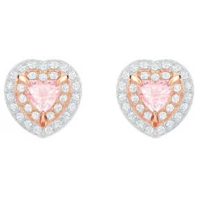 Swarovski ONE Stud Heart PIERCED EARRINGS, Rose Gold -5446995