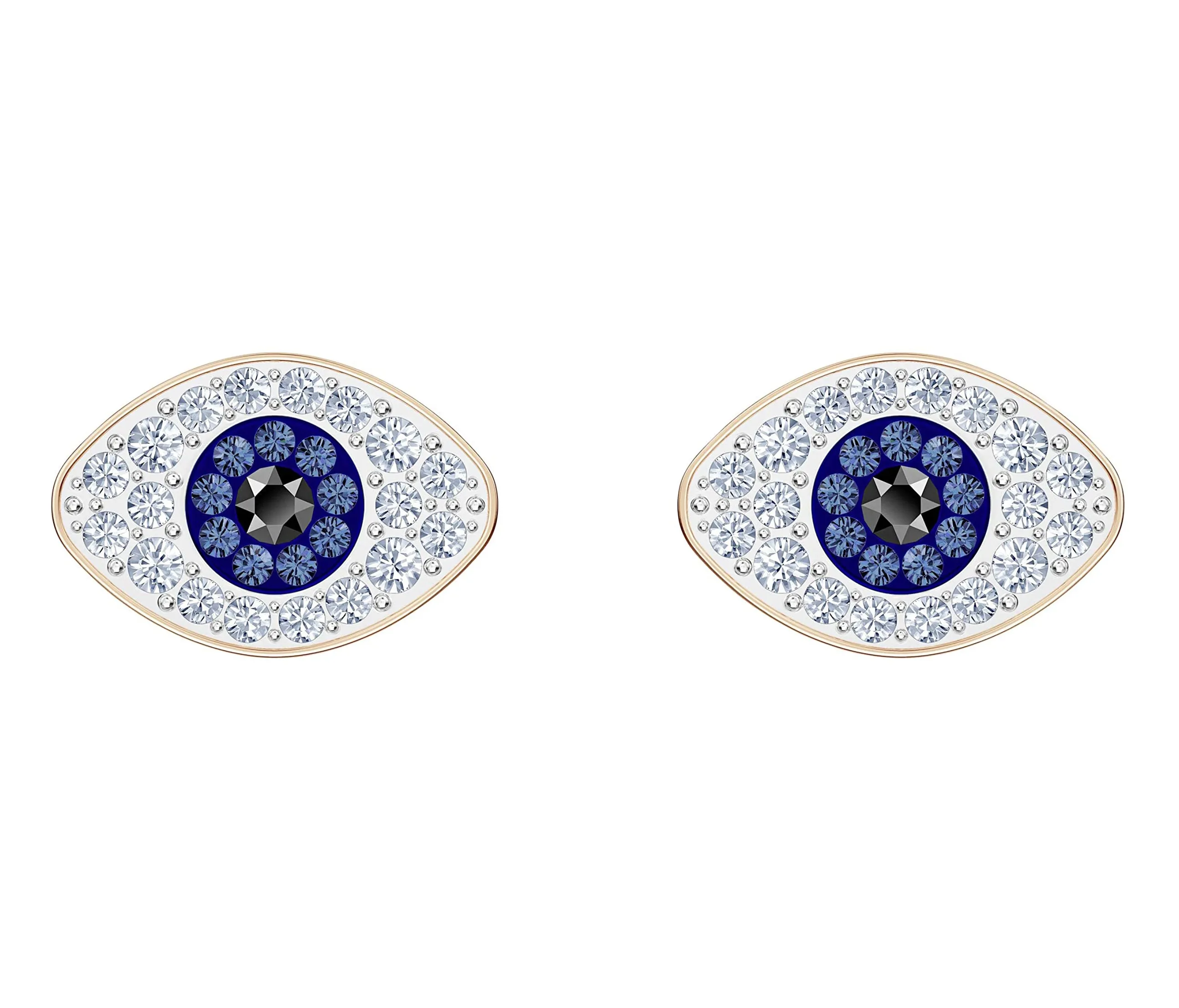 Swarovski SYMBOLIC STUD PIERCED EARRINGS Duo Evil Eye, Blue, Rose Gold -5510067