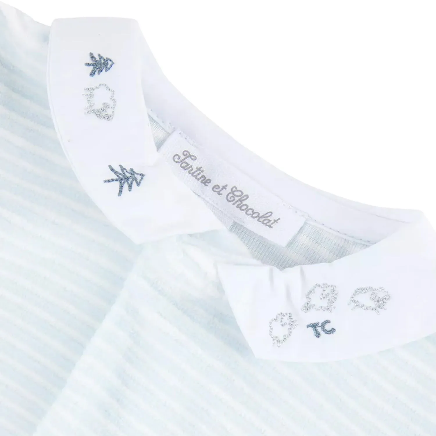 Tartine Et Chocolat Baby Blue Onesie With White Stripes