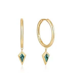 TEAL SPARKLE DROP PENDANT HOOP EARRINGS