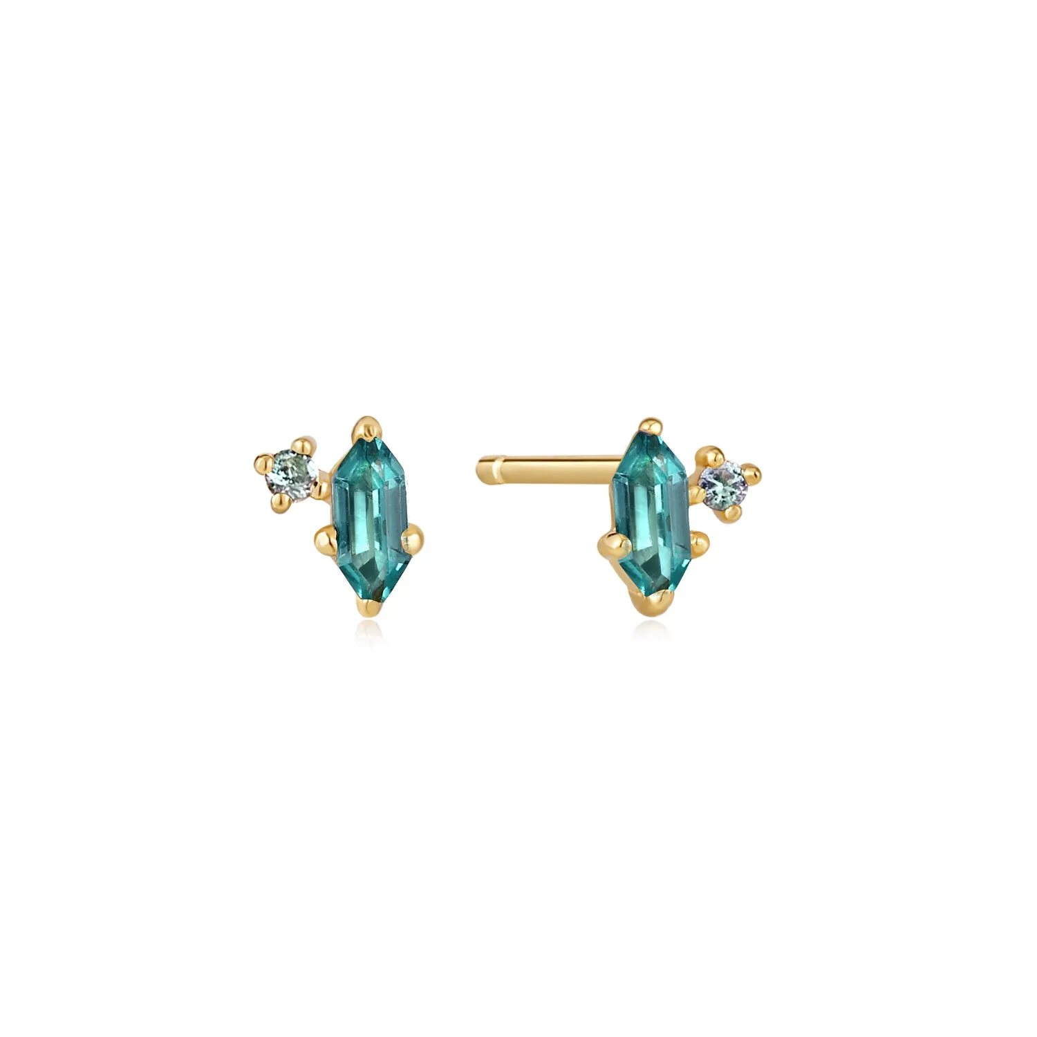 TEAL SPARKLE EMBLEM STUD EARRINGS