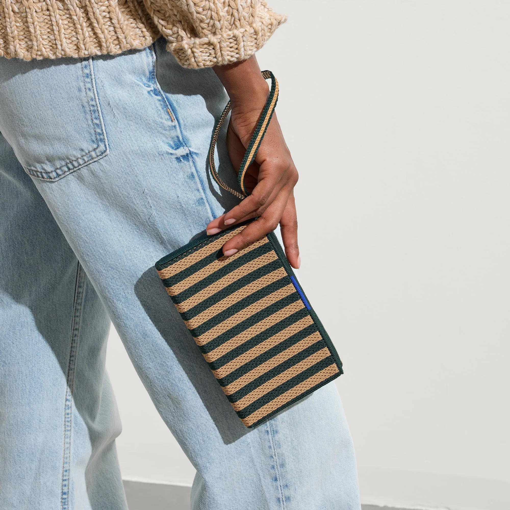 The Wallet Wristlet in Pine Stripe