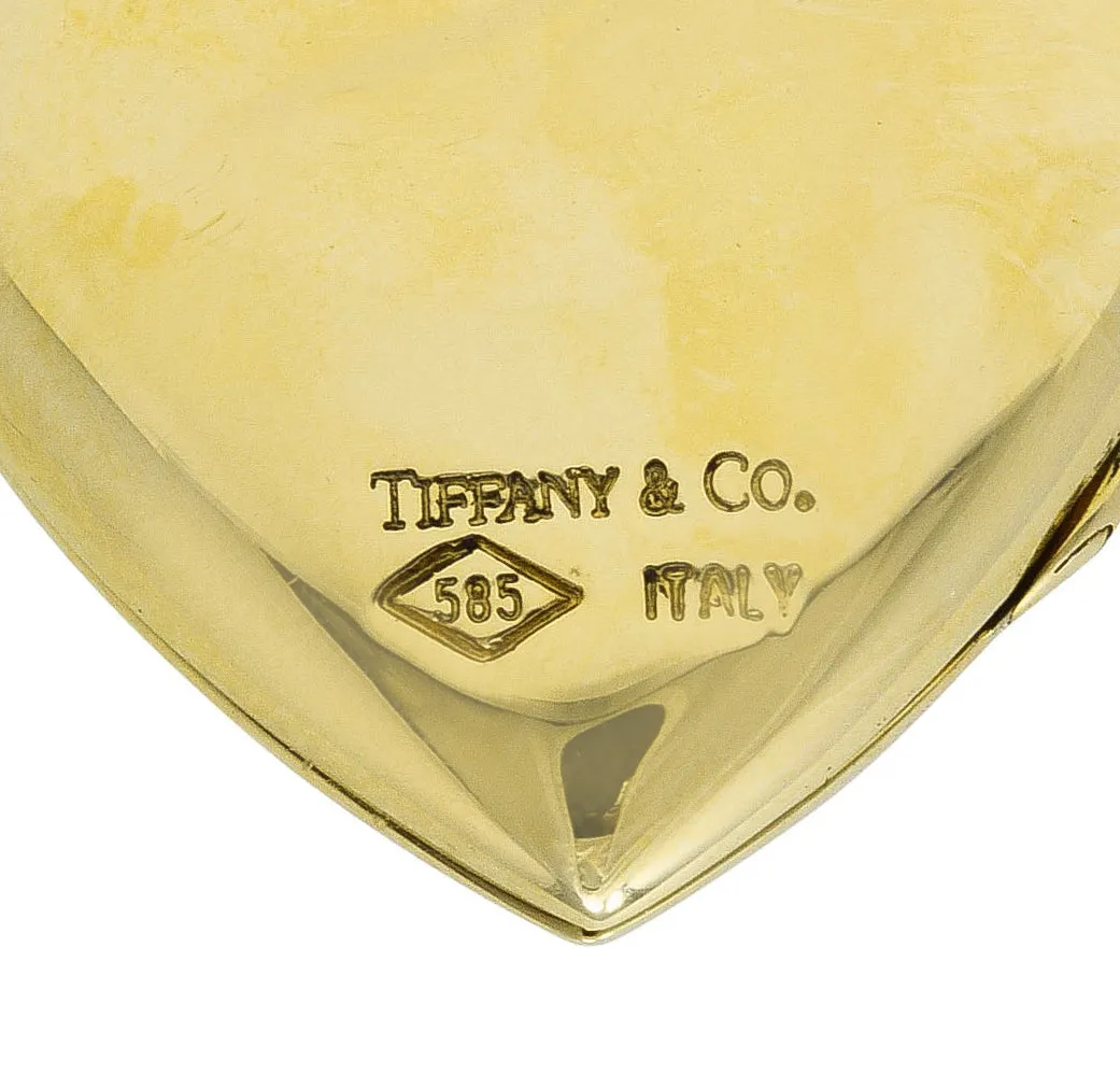 Tiffany & Co. 14 Karat Yellow Gold Heart Locket Vintage Pendant