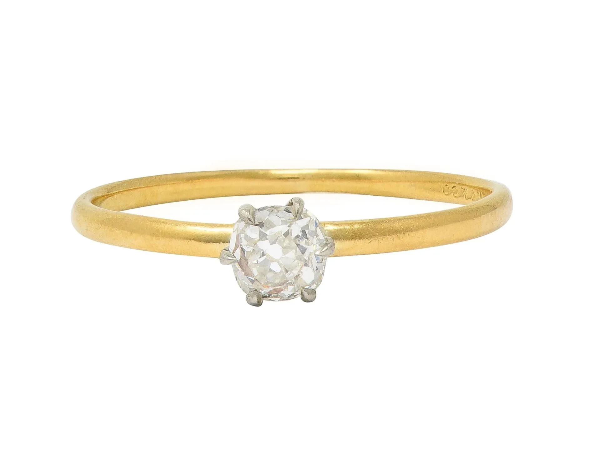 Tiffany & Co. Victorian 0.34 CTW Old Mine Diamond 18 Karat Two-Tone Gold Antique Engagement Ring