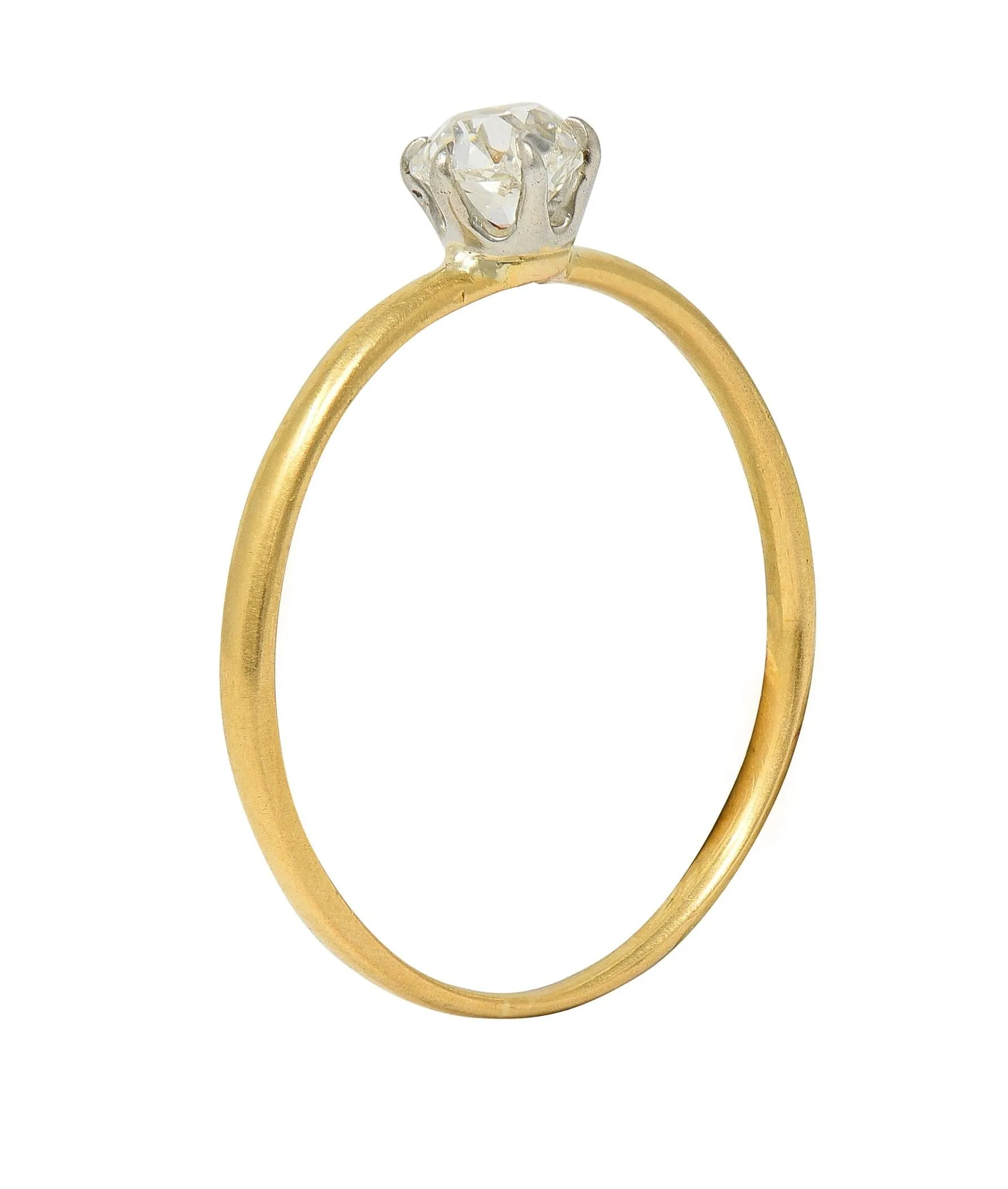 Tiffany & Co. Victorian 0.34 CTW Old Mine Diamond 18 Karat Two-Tone Gold Antique Engagement Ring