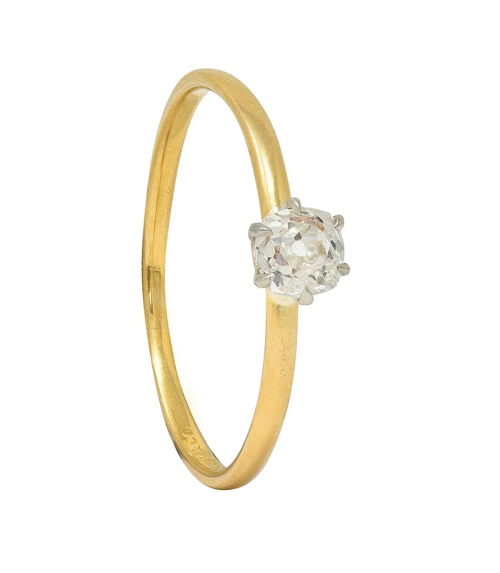 Tiffany & Co. Victorian 0.34 CTW Old Mine Diamond 18 Karat Two-Tone Gold Antique Engagement Ring