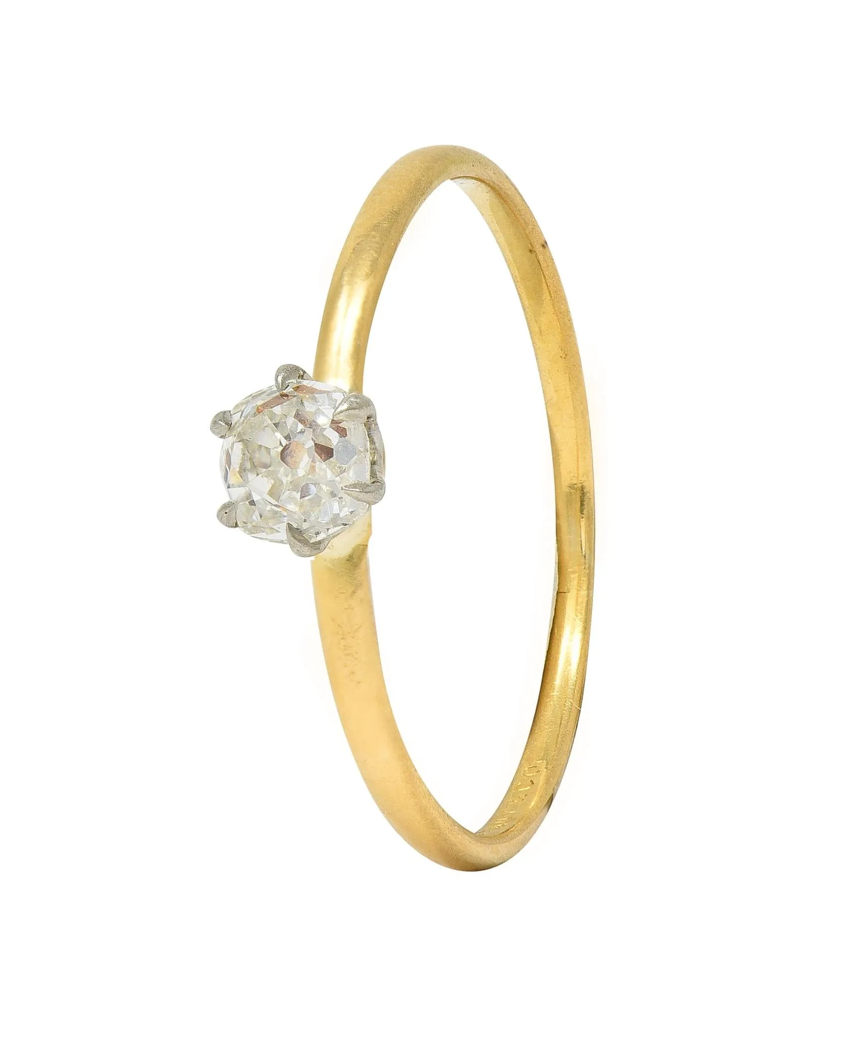 Tiffany & Co. Victorian 0.34 CTW Old Mine Diamond 18 Karat Two-Tone Gold Antique Engagement Ring