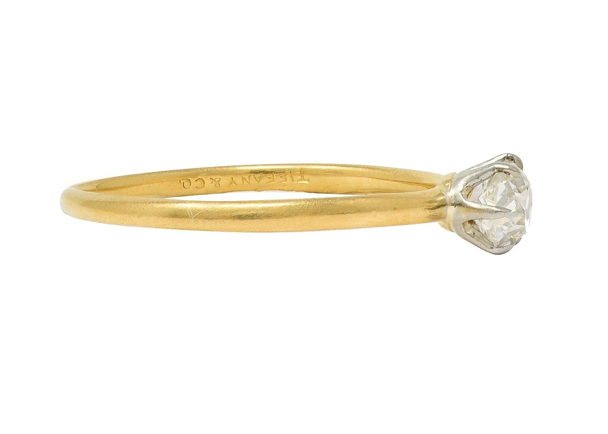 Tiffany & Co. Victorian 0.34 CTW Old Mine Diamond 18 Karat Two-Tone Gold Antique Engagement Ring