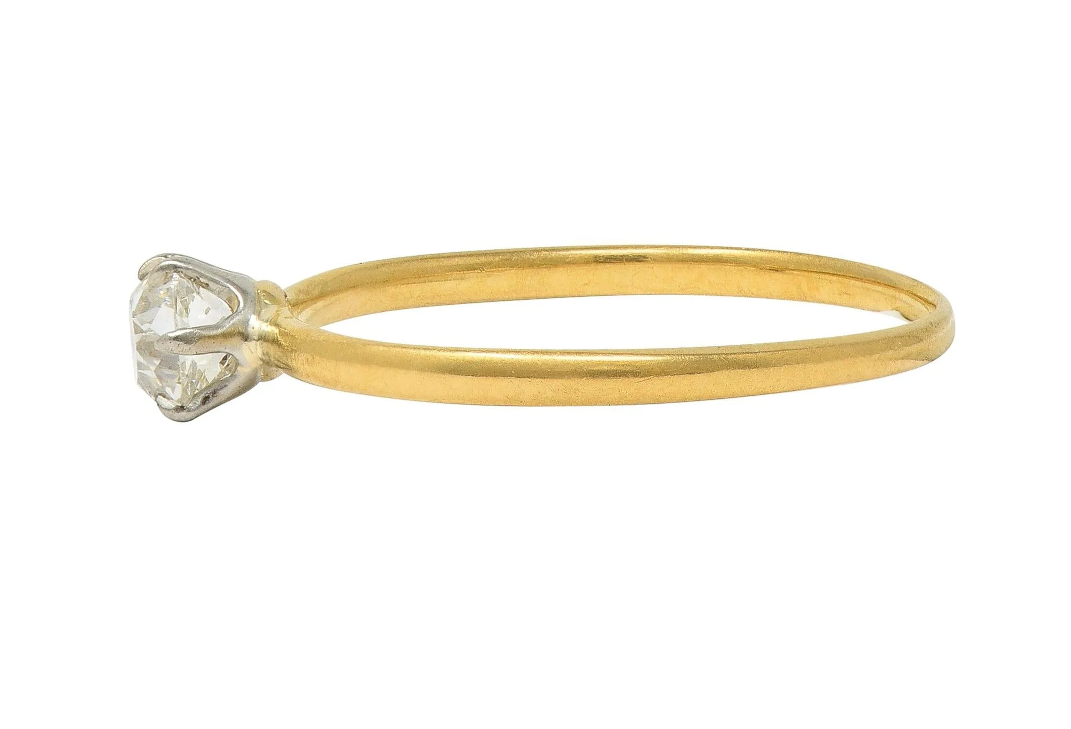 Tiffany & Co. Victorian 0.34 CTW Old Mine Diamond 18 Karat Two-Tone Gold Antique Engagement Ring