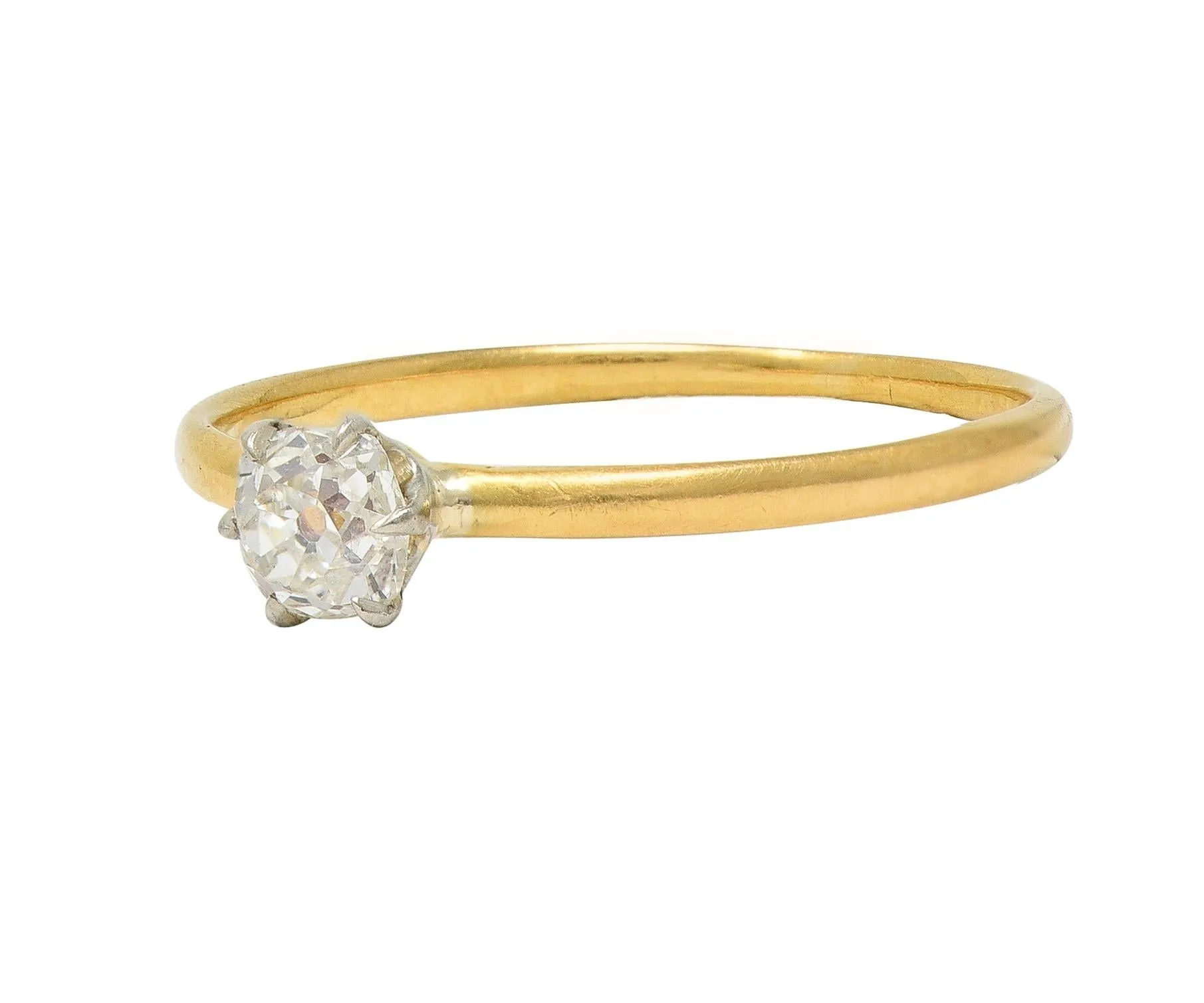 Tiffany & Co. Victorian 0.34 CTW Old Mine Diamond 18 Karat Two-Tone Gold Antique Engagement Ring